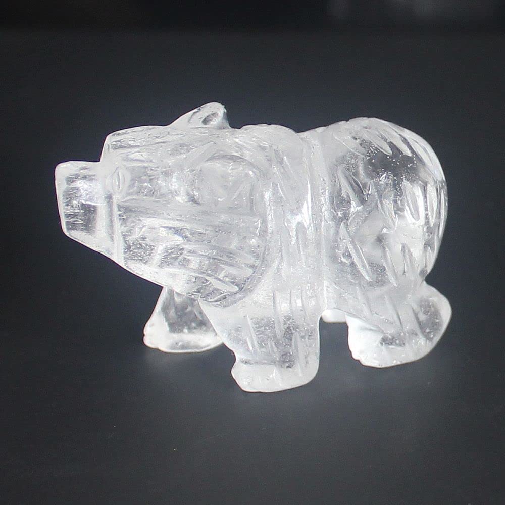 HLbshi Hand Carved Mixed Gemstone Crystal Bear Figurine Animal Carving Statue Home Decor 1.5'' (White Quartz)