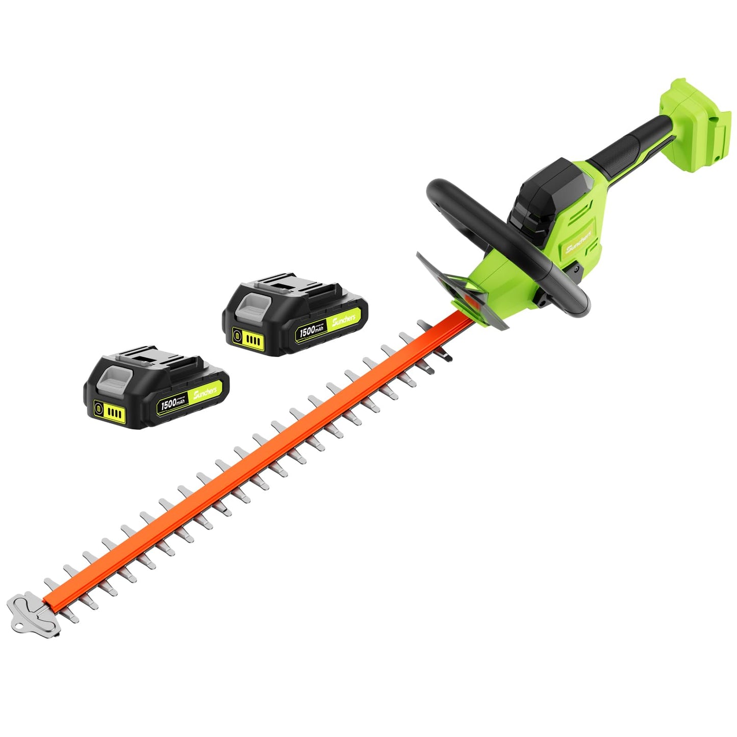 SUNCHERS 20V Max Hedge Trimmer Cordless, 22 Inch Tree Trimmer with 2 Batteries and Charger, Handheld Electric Trimmers, Grass Shrub Pruning Cutter, Lightweight & Compact Hedge Shear for Garden, Lawn