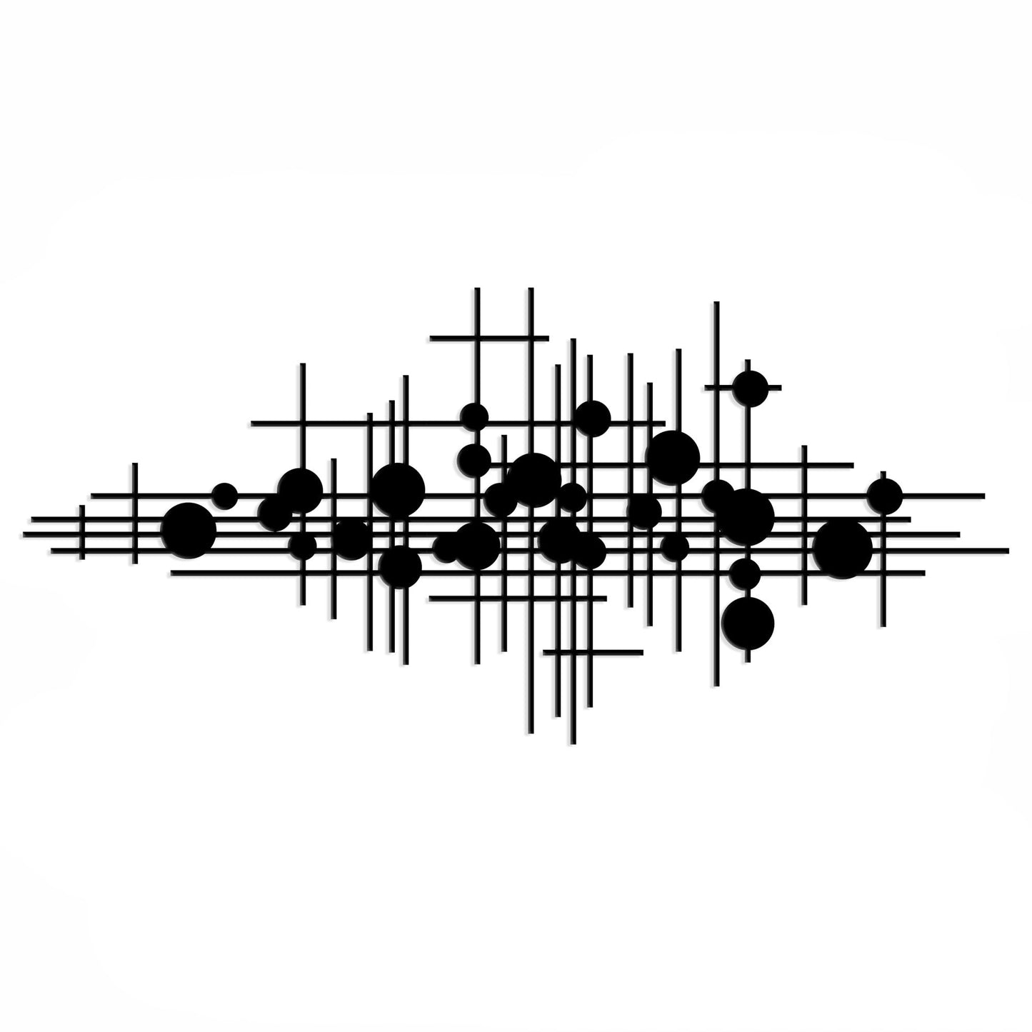 Rajukit Modern Geometric Abstract Metal Wall Art – Black Wall Decor – Large Metal Wall Sculpture for Living Room, Versatile Home Decor(33.9”*15.7”)
