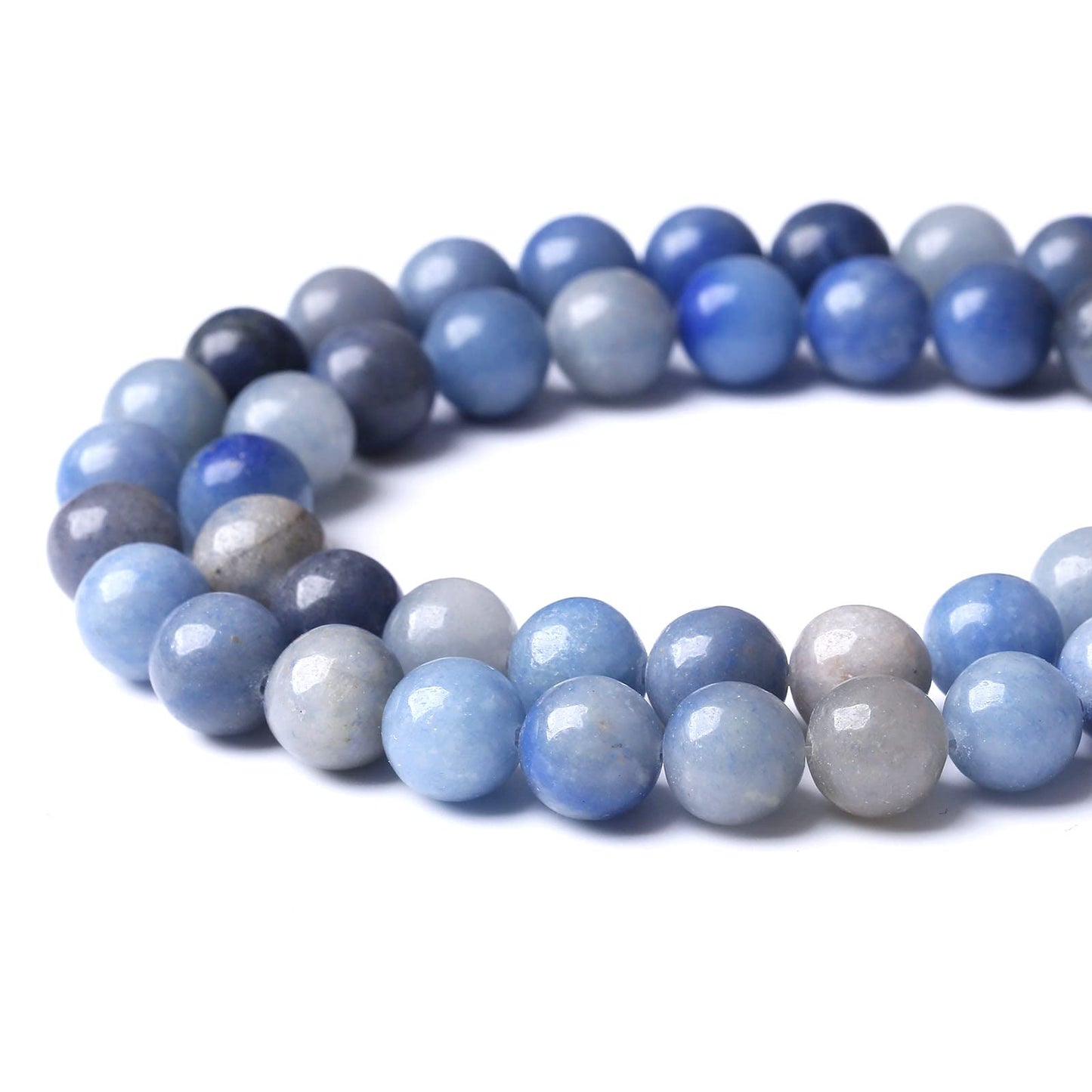 48PCS 8MM Natural Blue Aventurine Beads Round Loose Stone Beads for Jewelry Making DIY Energy Stone Healing Power Bracelet 15"