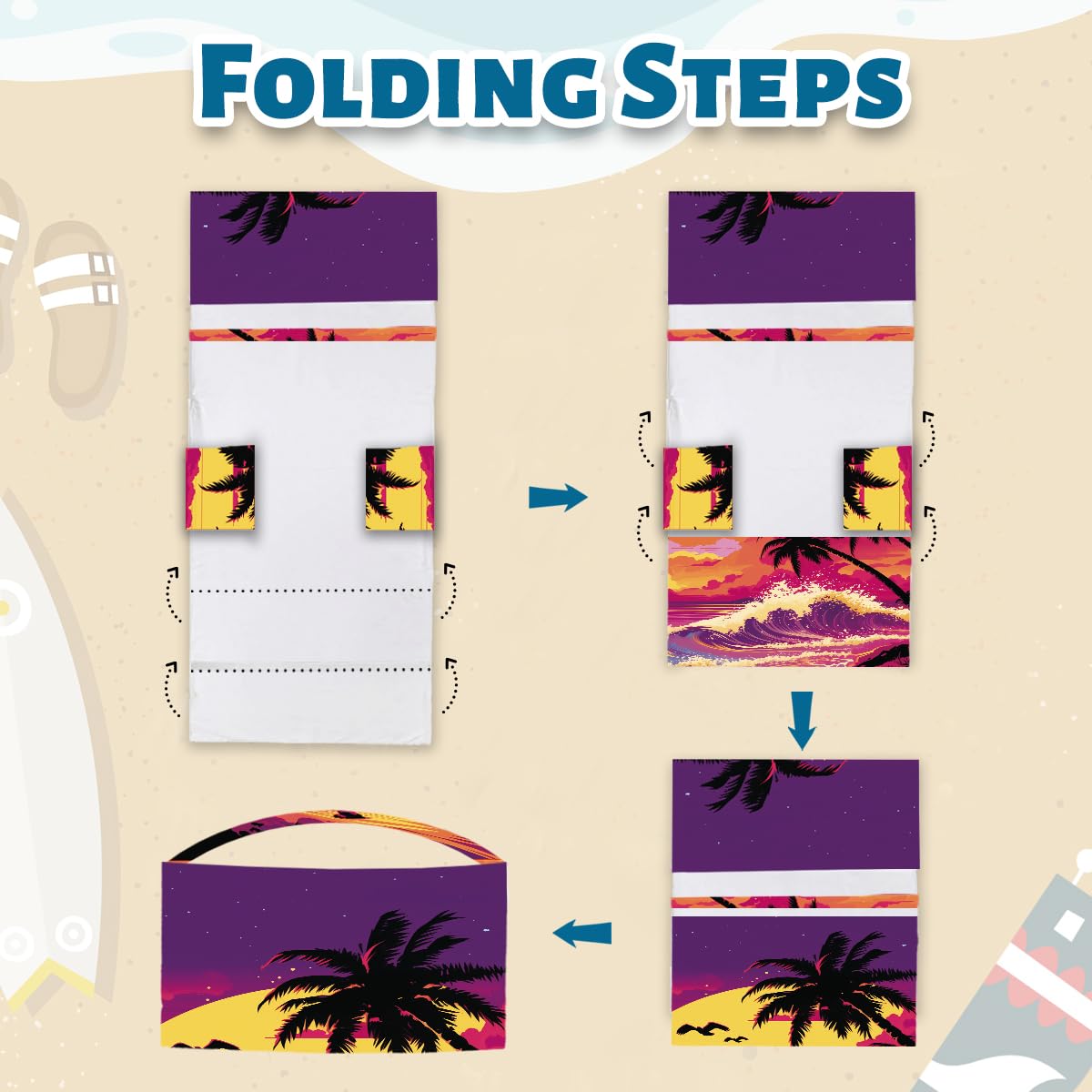 2 PCS Sunset Lounge Chair Towel Cover, Coconut Trees Beach Chair Covers, Chaise Lounge Cover with Pockets for Pool Sunbathing Beach Garden Courtyard Outdoor Trips, 85" X 30"