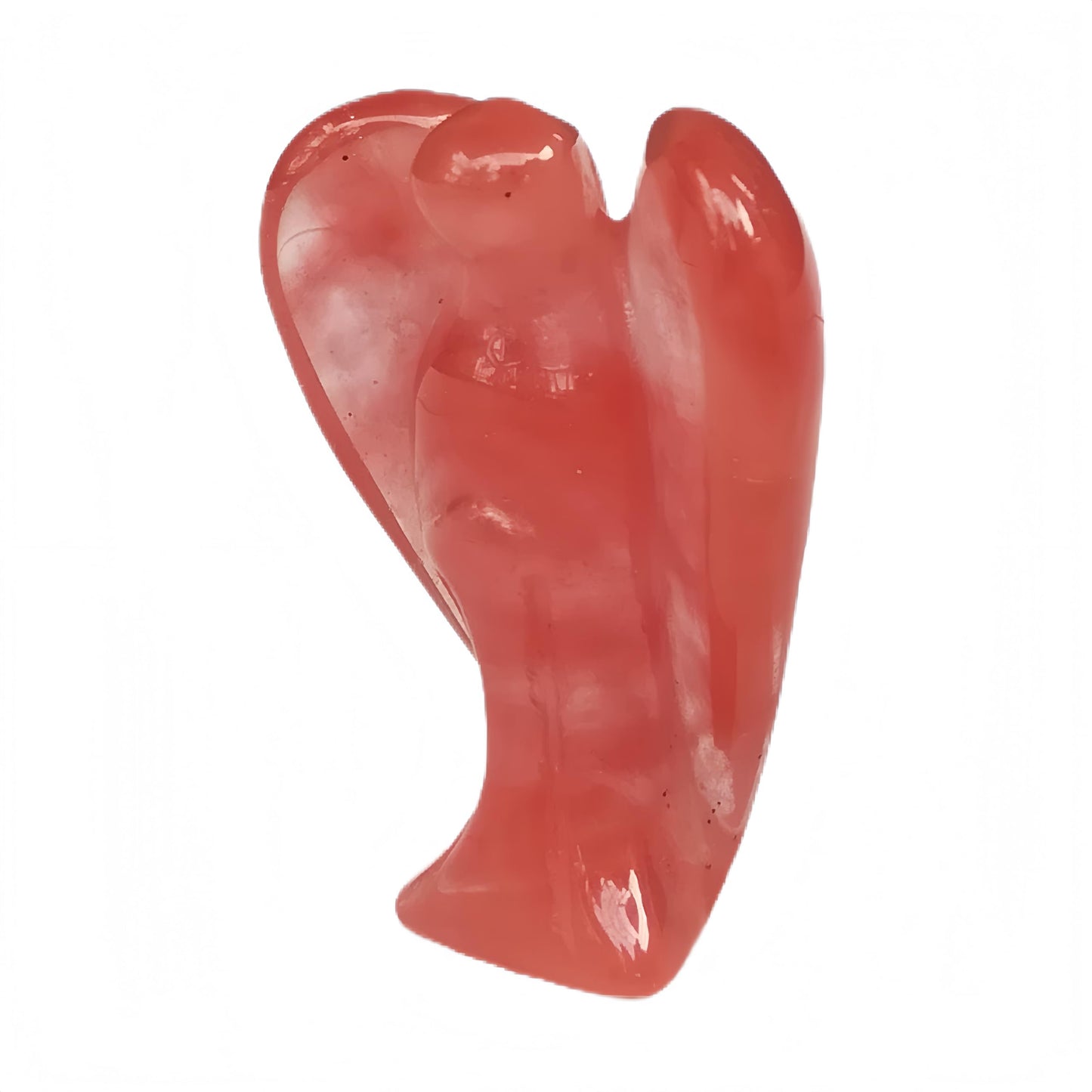 Afucats Synthetic Cherry Quartz Healing Guardian Angel Indoor Decorative Stone,1.5 Inches Carving Pocket Palm Statue,Gift for Her Christmas Décor