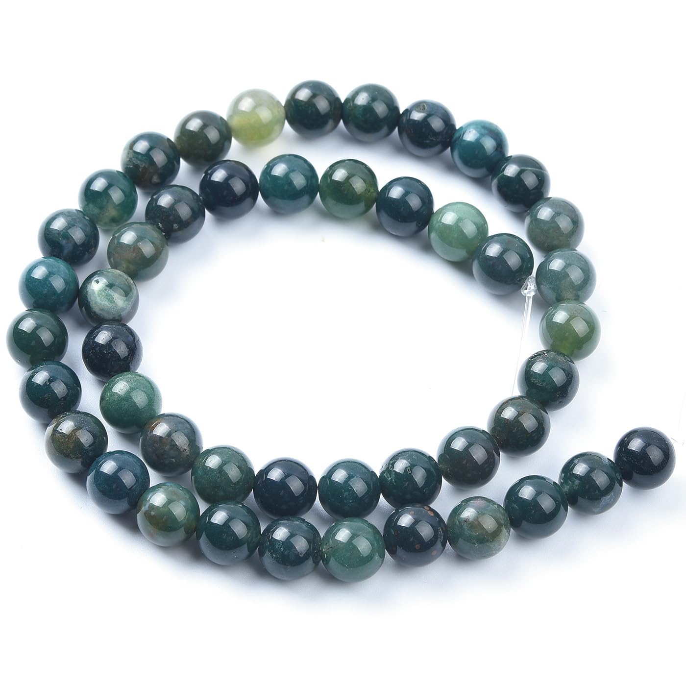 Genuine Green Moss Agate Beads for Jewelry Making Gemstone Semi Precious Stone Round 6mm Strand 15"(58-62pcs)