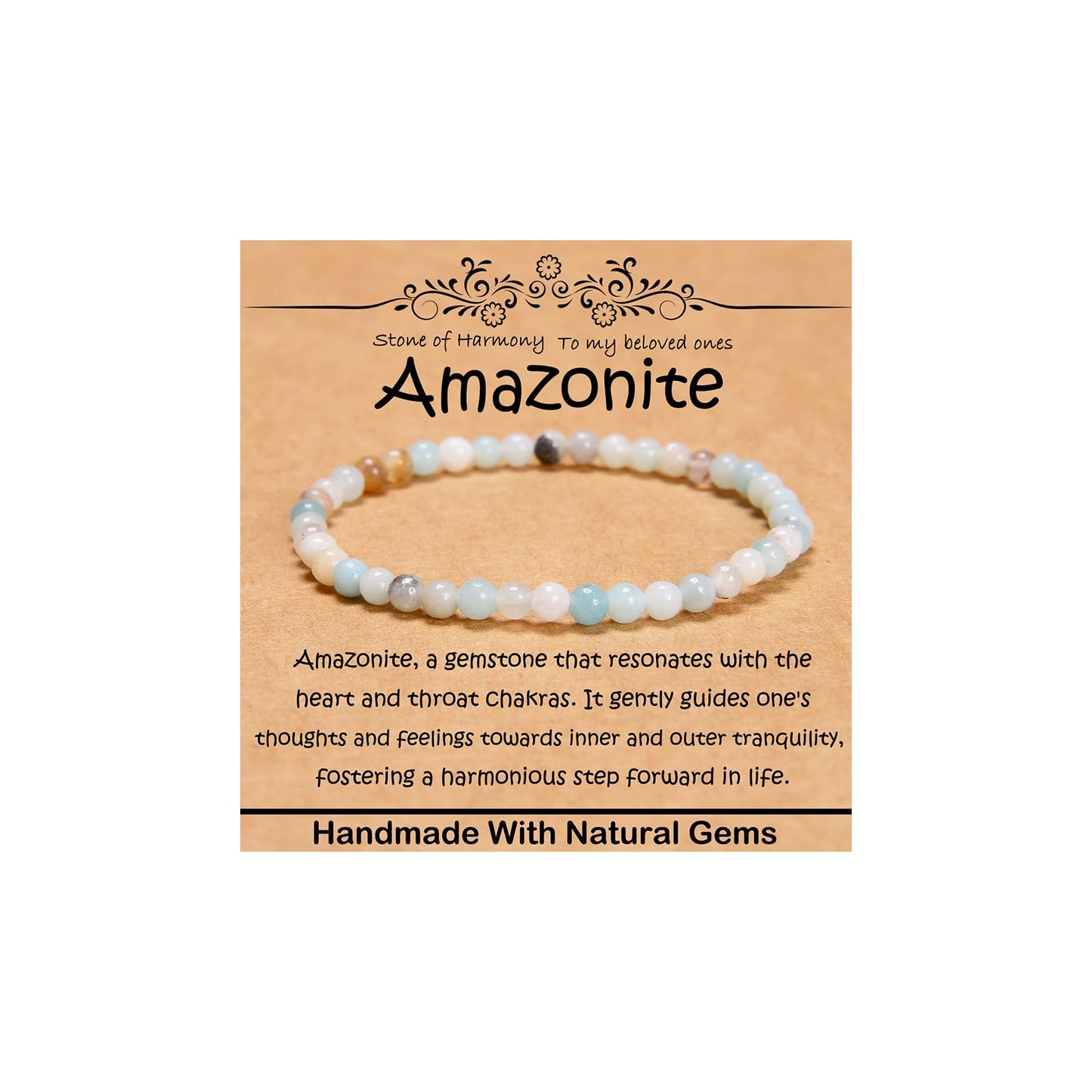 CHCCOYE 4mm Natural Healing Gemstone Bracelet Handmade Yoga Stretch Elastic Bracelet Stress Relief Crystal Jewelry for Men and Women (4mm, Mulitcolor Amazonite)