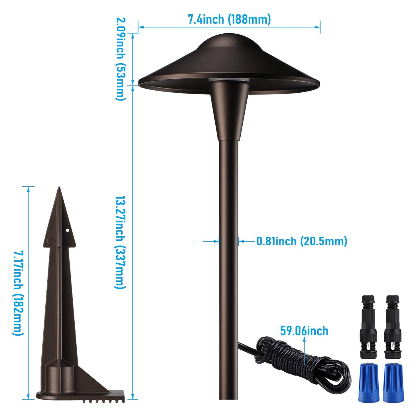 LEONLITE Update 5CCT Low Voltage Pathway Lights, LED Landscape Path Lights, 1800/2700/3000/4000/5000K, Saucer Head, 12-24V AC/DC, IP65 Outdoor Walkway Light, Oil Rubbed Bronze Aluminum, Pack of 6