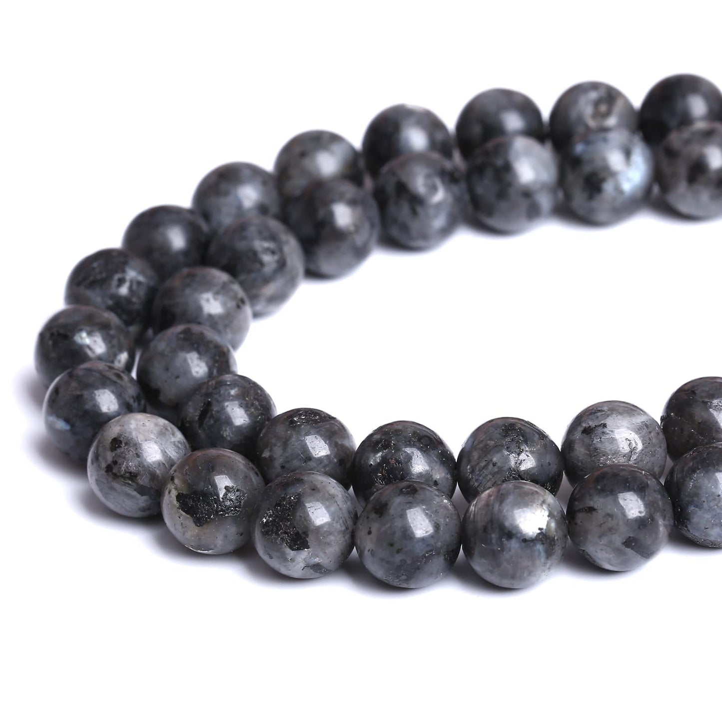 10mm 38pcs Natural Black Labradorite Stone Beads Round Larvikite Beads for Jewelry Making DIY Bracelet 15" Strand Wholesale (Black Larvikite Labradorite Beads, 10mm)