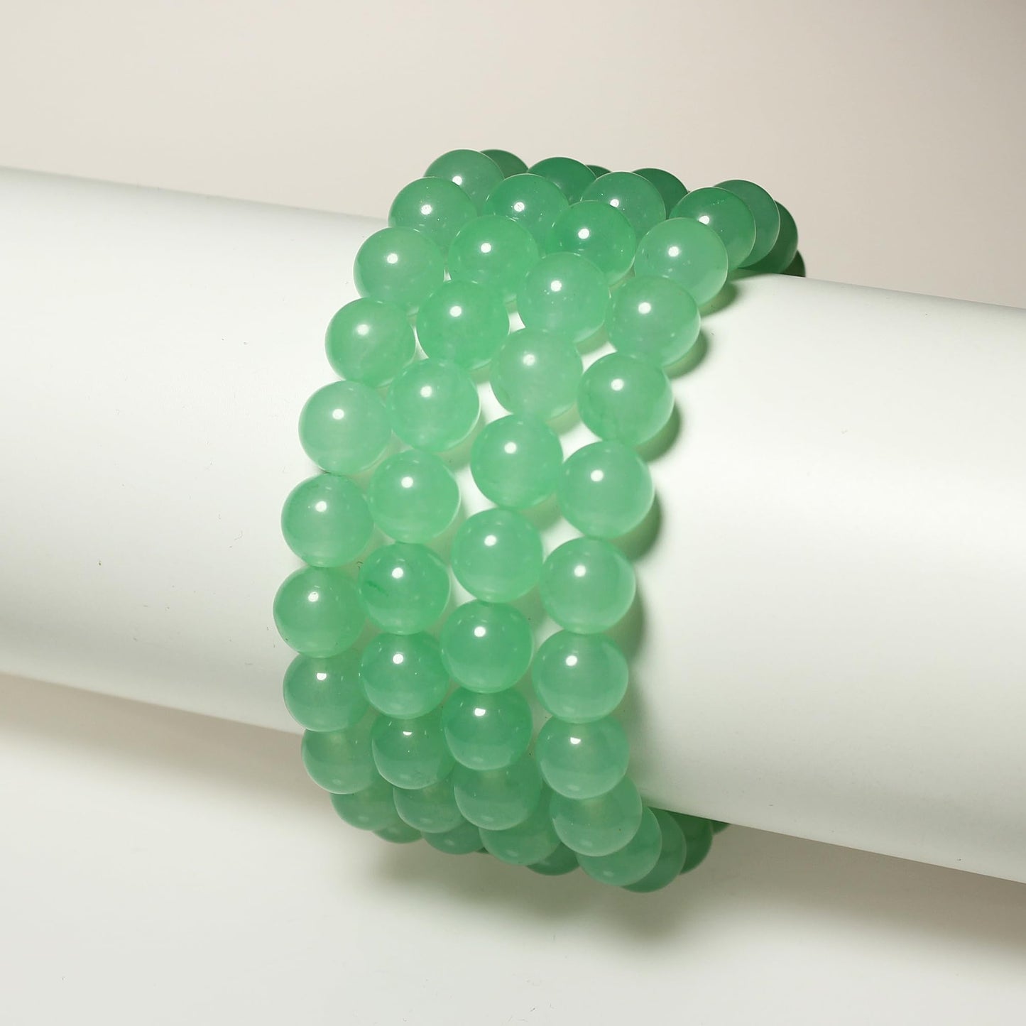 MJDCB Stone Beads 8mm 43pcs Round Mint Green Jade Loose Gemstone Bead Charms for Jewelry Making Bracelet Necklace Earring Pendant