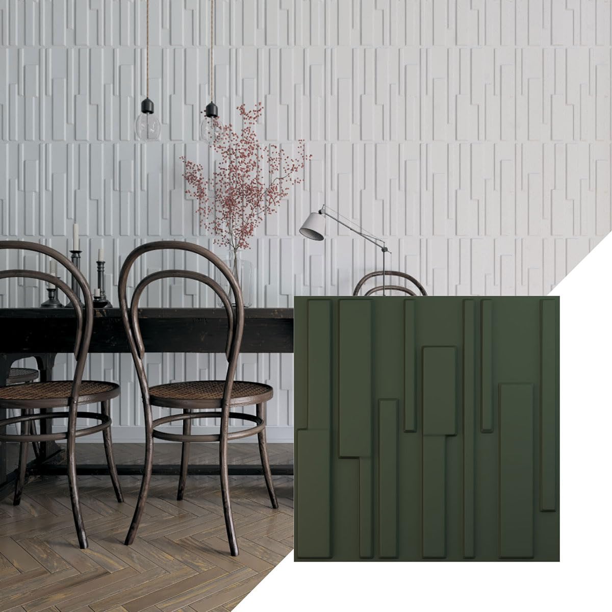 Ekena Millwork 19 5/8"W x 19 5/8"H Wigan EnduraWall Decorative 3D Wall Panel, Satin Hunt Club Green (Covers 2.67 Sq. Ft.