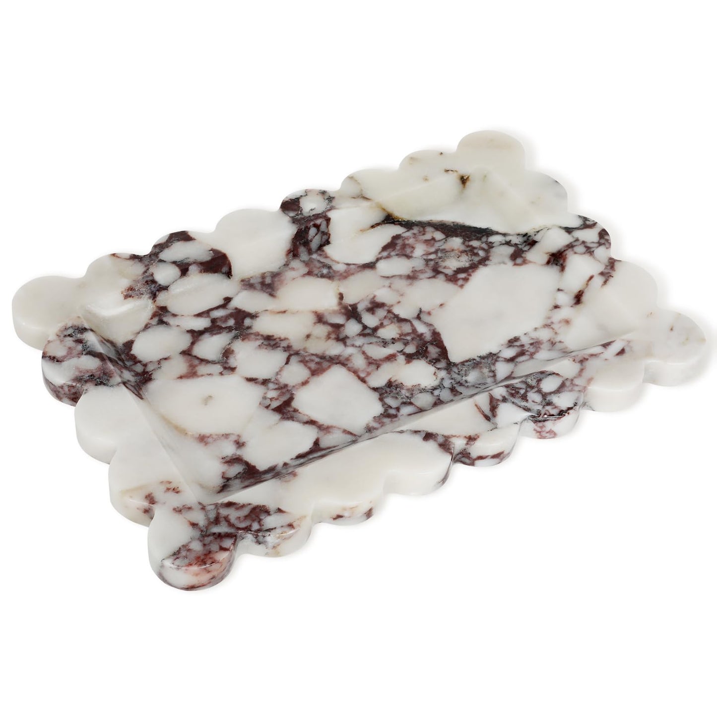 Xosody 100% Natural Marble Vanity Tray - Real Stone Storage Organizer for Bathroom/Kitchen/Vanity/Dresser, Countertop Tray for Perfume, Jewelry, Home Decor, 11.8 x 7.8 x 0.7 Inch