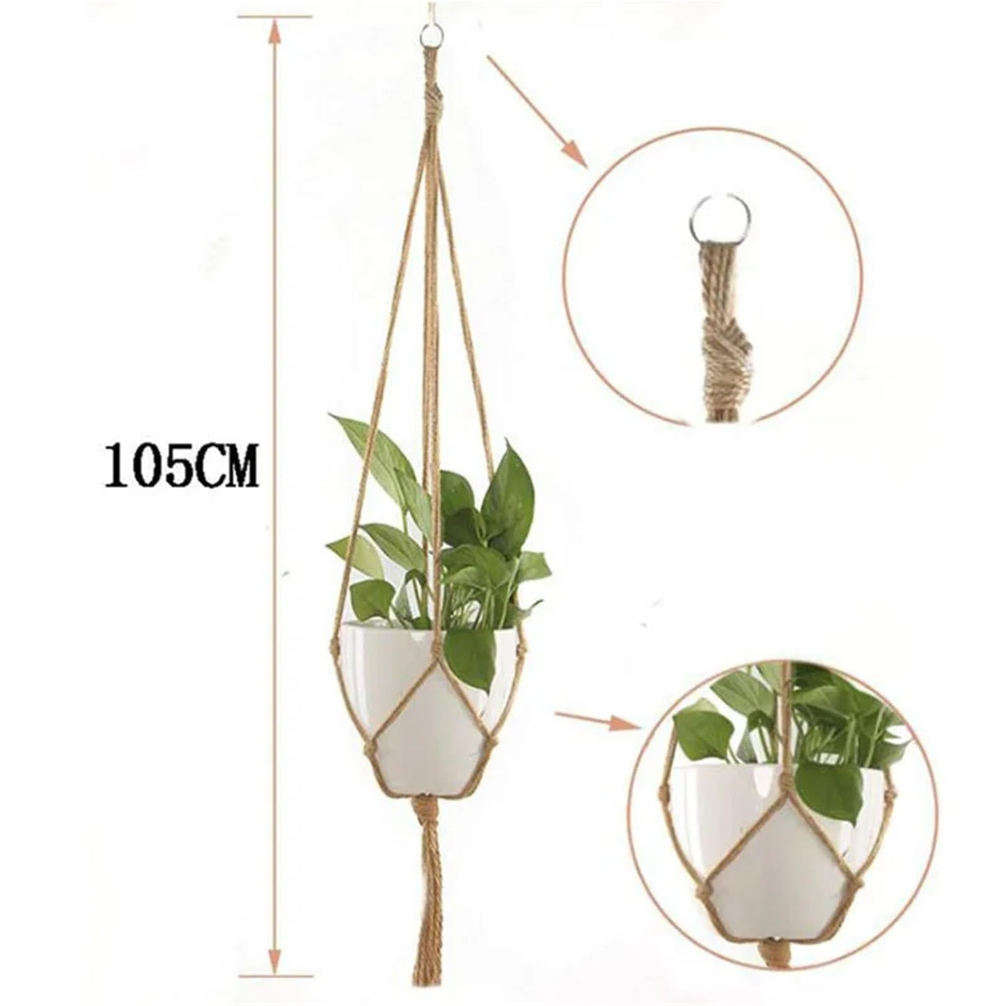 Xuvwbac Garden Hanging Planter Macrame Plant Storage Basket Jute Rope Woven Indoor Outdoor Flower Pot Holder(Color2)