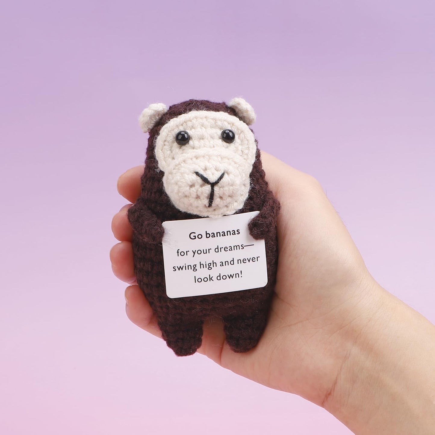 Solarfun Handmade Crochet Gorilla - Amigurumi Knitted Yarn Art with Inspirational Card, Eco-Friendly Handmade Gift for Home Office Decor,Teacher Appreciation & Coworker Gifts
