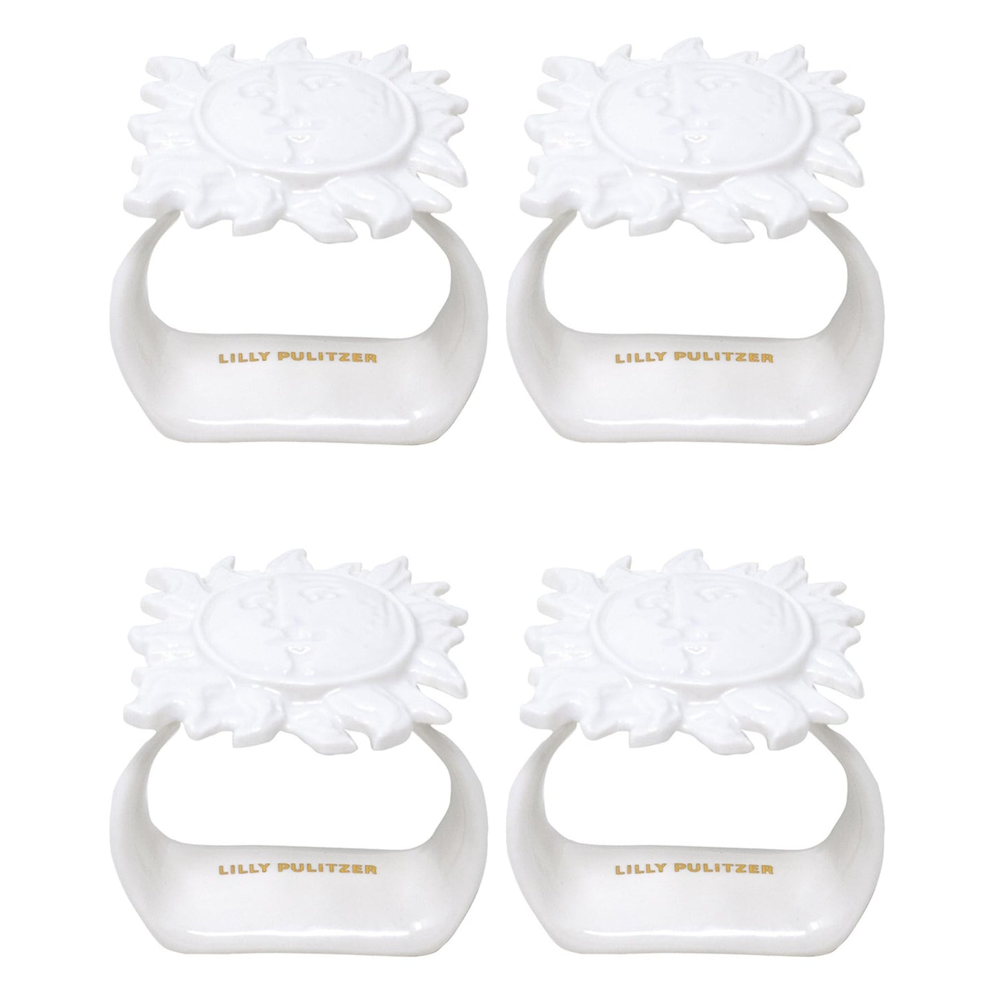 Lilly Pulitzer Ceramic Napkin Ring Set of 4, Sun Table Setting Accessories, Coastal White Napkin Holder Rings (Sun Tiles Home)