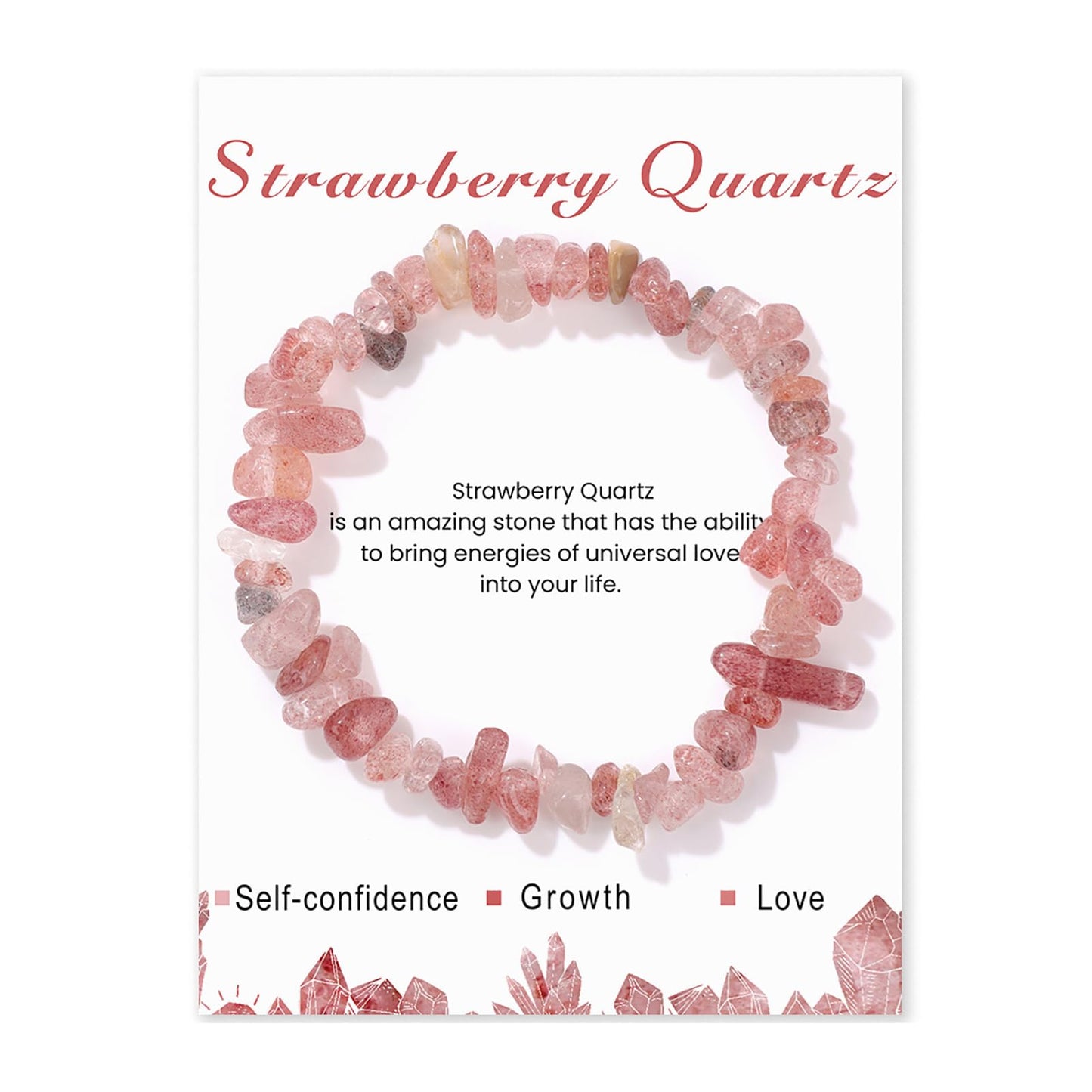 Strawberry Quartz Bracelet for Women 5-8mm Raw Strawberry Quartz Bracelet Natural Stone Bracelet Strawberry Quartz Crystal Bracelet Gemstone Bracelet for Women