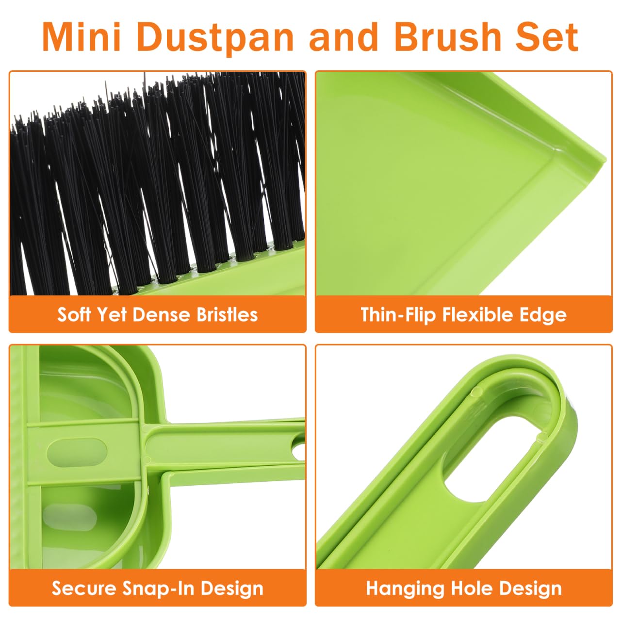 Healifty Mini Broom and Dustpan Set 6-Piece Portable Desk Cleaning Brush Set with Soft Bristles for Keyboard Desktop Pet Hair and Hard Floor Use