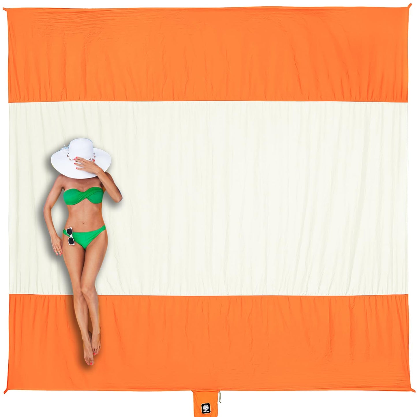 WEKAPO Beach Blanket Sandproof Waterproof, Extra Large Beach Mat, Oversized & Compact Sand Free, Quick Drying Beach Essentials for Vacation, Cruise, Picnic & Camping with Stakes (Orange, 7x7 FT)