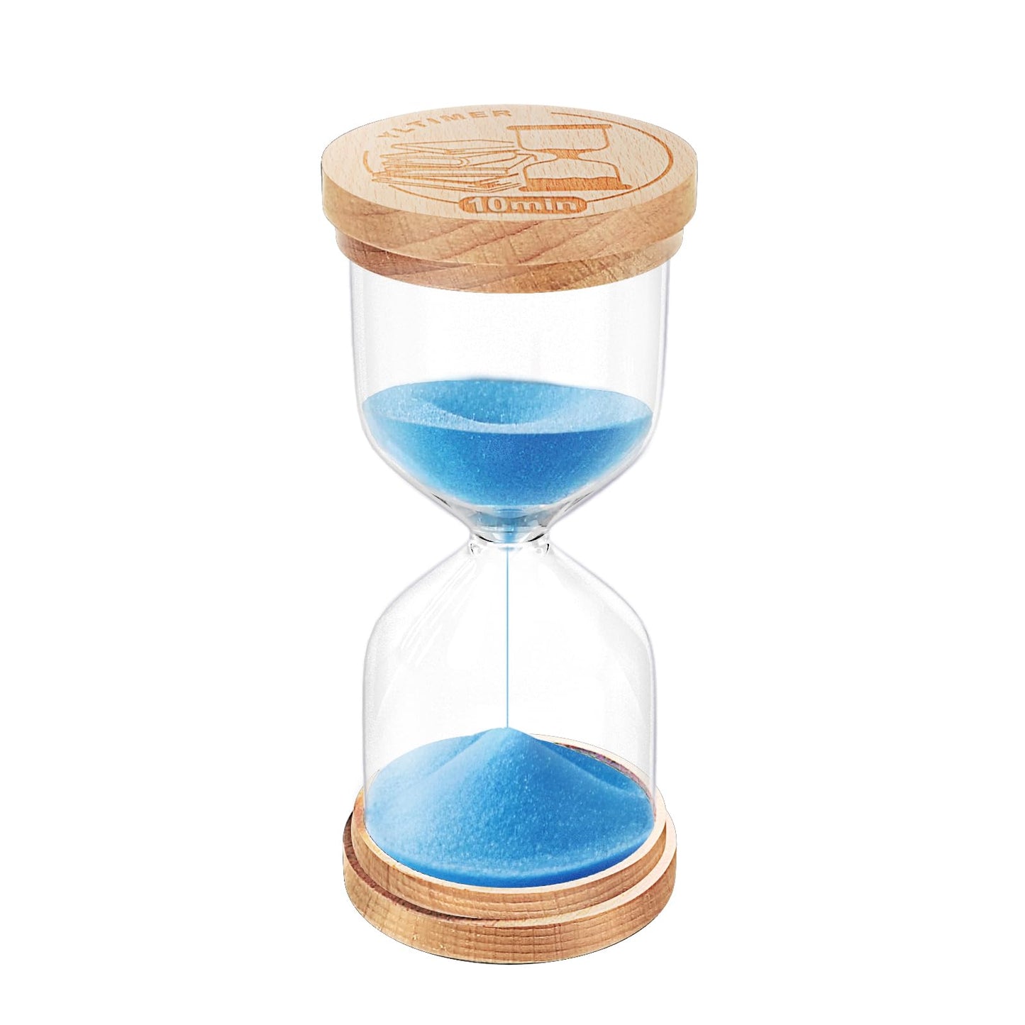 10 Minute Sand Timer, Wooden Blue Sand Clock for Kids, Small Hourglass,Reloj De Arena,Sandglass 10 Min for Classroom,Game,Decorative (Blue)