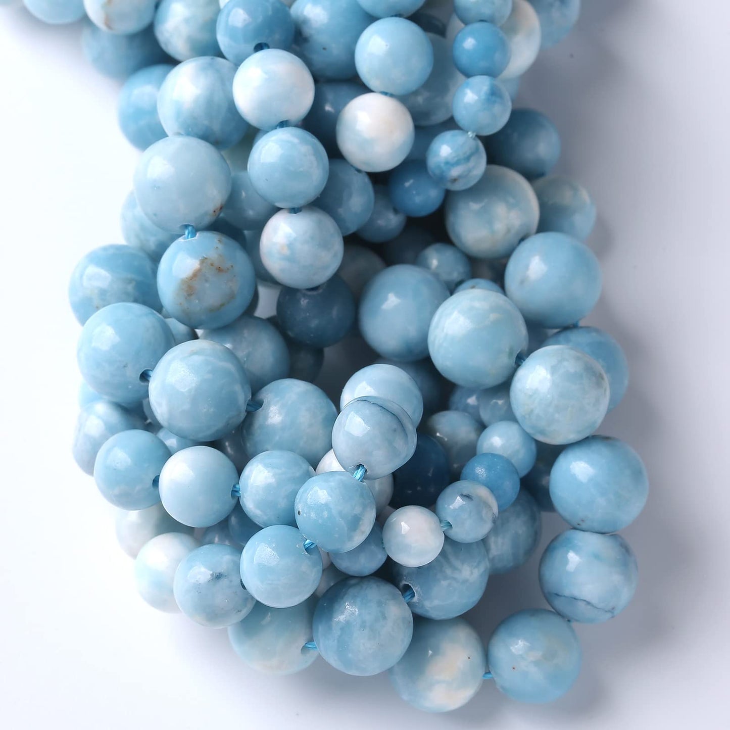 Larimar Beads 36pcs 10mm Natural Gemstone Round Loose Beads for Jewelry Making Energy Crystal Healing Power Gemstone DIY Bracelet Necklace (Blue Larimar Stone, 10mm)