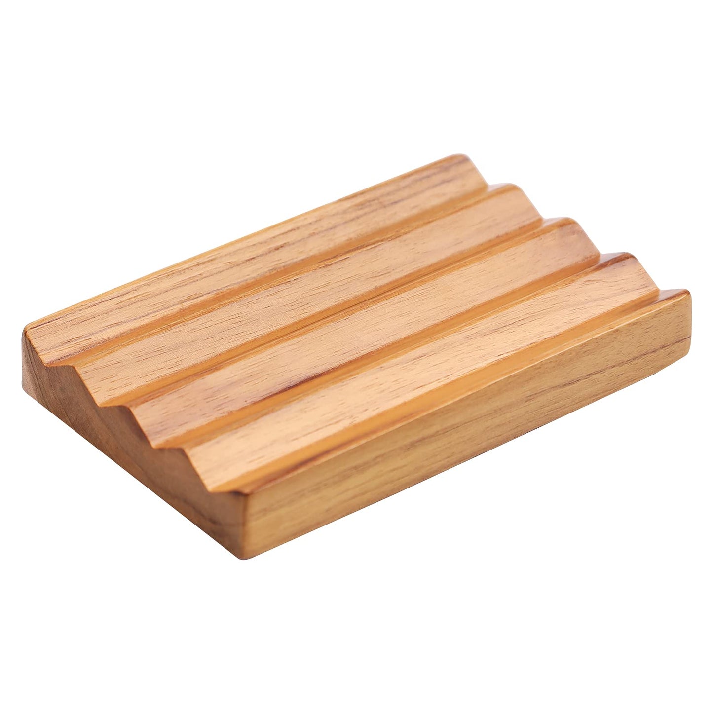Teak Soap Dish for Shower by HTB, Wood Decorative Bath Soap Holder Heightened Base Design to Keep Soap Dry in Kitchen, Bathroom, Sink, Bathtub, Cute Wooden soap Saver for Hand Face Shampoo Bar (1pcs)