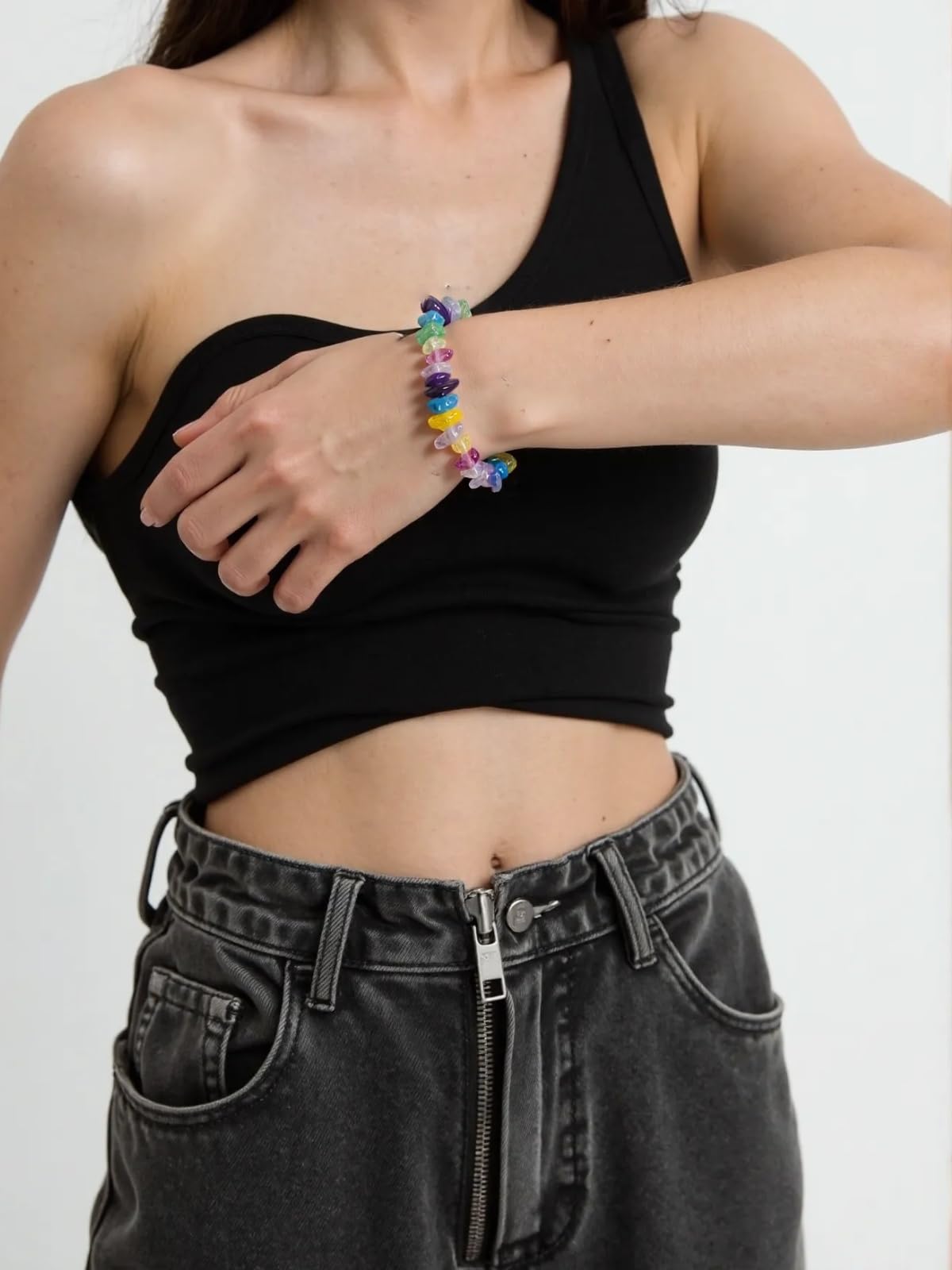 Natural Crystal Bracelets 6 Pack for Women Men, Healing Stone Energy Bracelet Set with Amethyst, Rose Quartz, Citrite, Fluorite, Labradorite, Blue Apatite for Protection, Luck, Love & Positive Energy