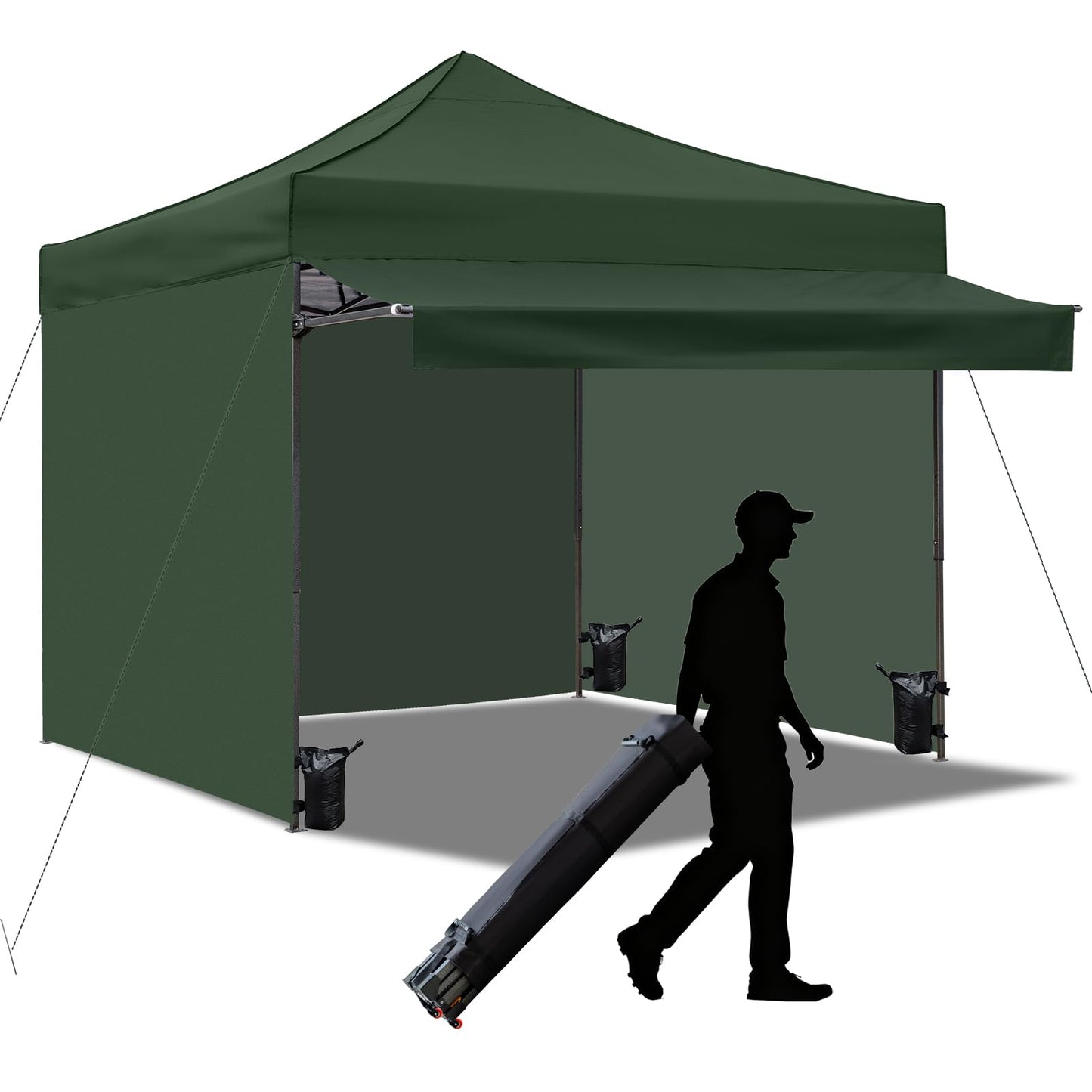 Pop up Canopy Tent with Awning Easy up Canopy with Wheel Bag Heavy Duty Waterproof Canopy Commercial Gazebo Tent for Outdoors Parties Vendors