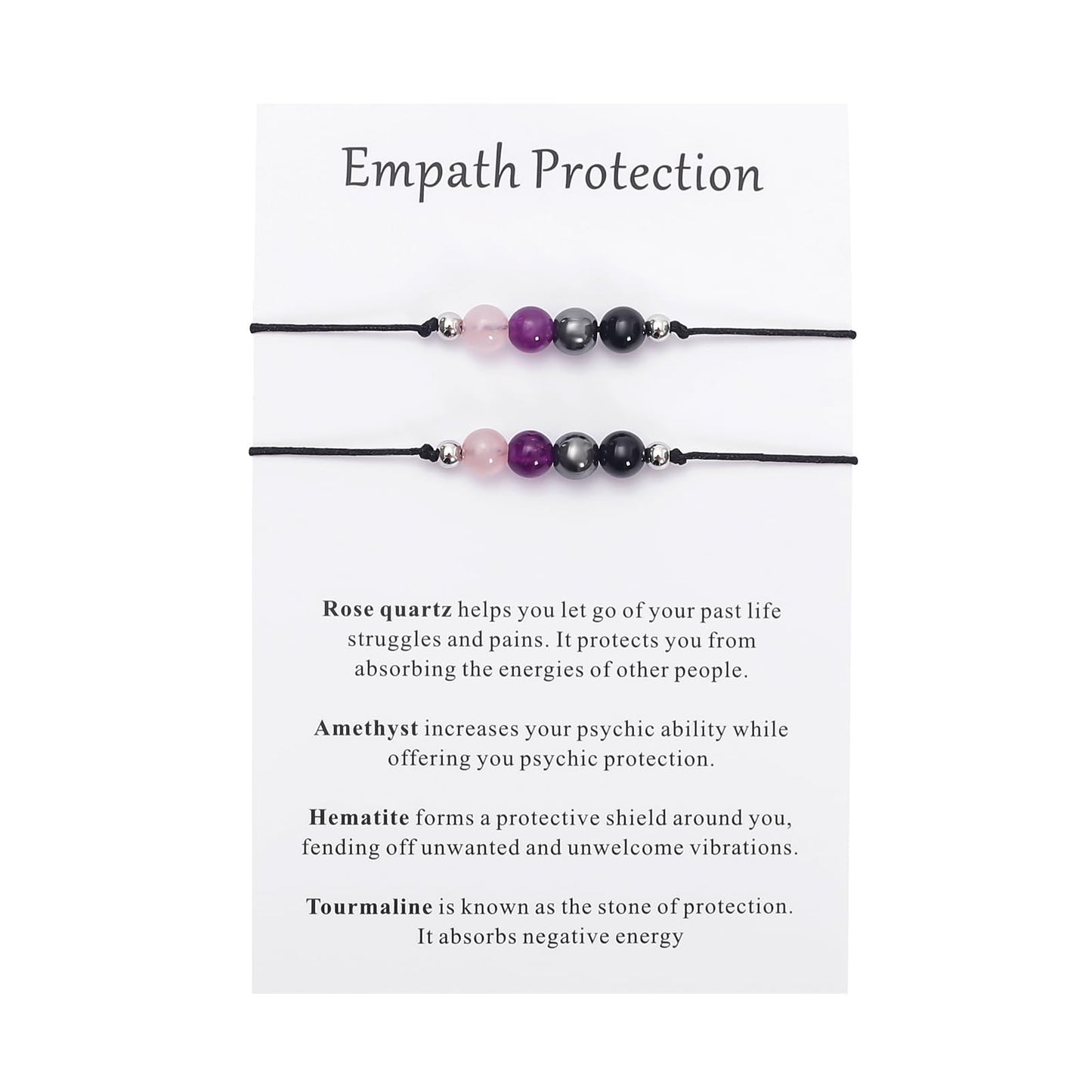 MTJAHPS Protection Bracelet, empath protection, black obsidian Crystals and Healing Stones Bracelet for Women ，Luck ，Anxiety and Stress Clam Bracelet (2PCS Empath Protection)