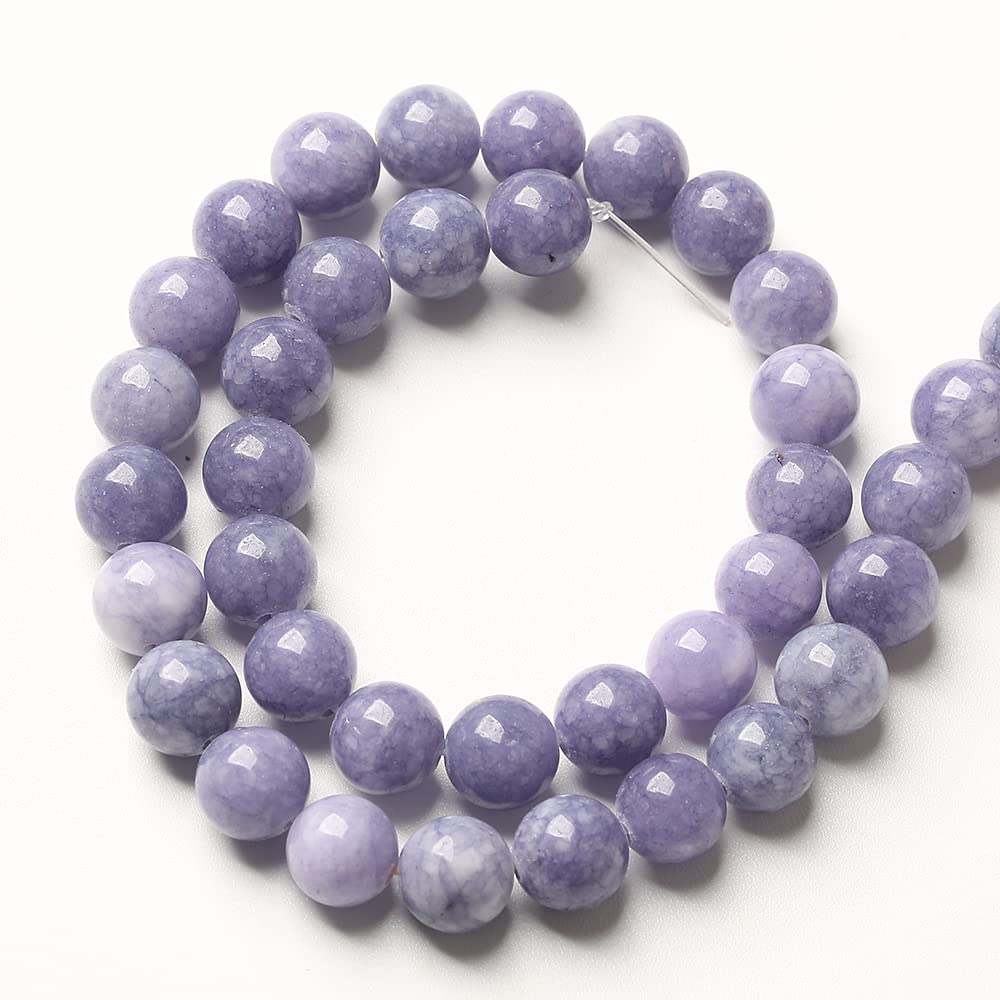 8mm 90pcs Natural Purple Angelite Stone Beads Lavender Gemstone Round Loose Beads for Jewelry Making DIY Bracelet Necklace Earrings 32" 2 Strands