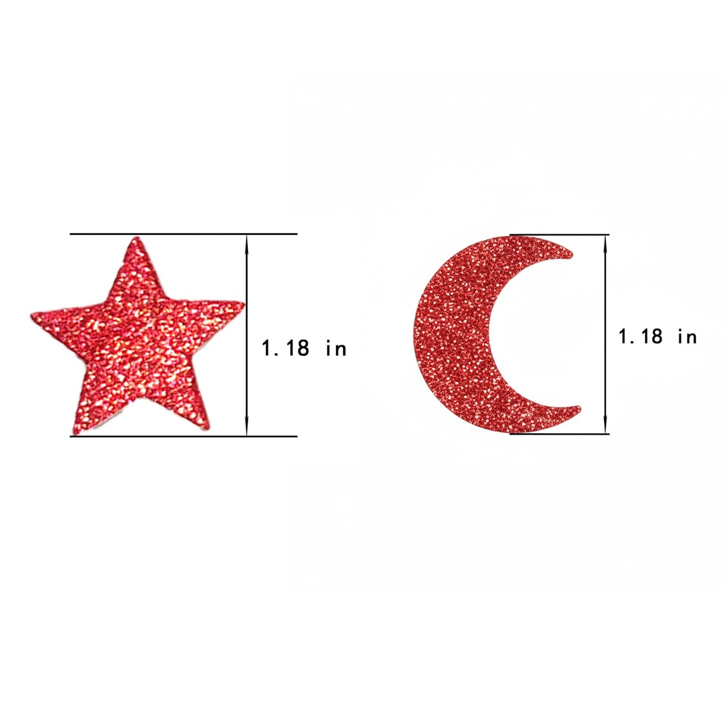 CC wonderland zone Red Glitter Star Moon Confetti, 200Pcs 1.2 Inch Double Sided Shiny Table Scatter for Ramadan Eid Wedding Baby Shower Birthday Party Decorations
