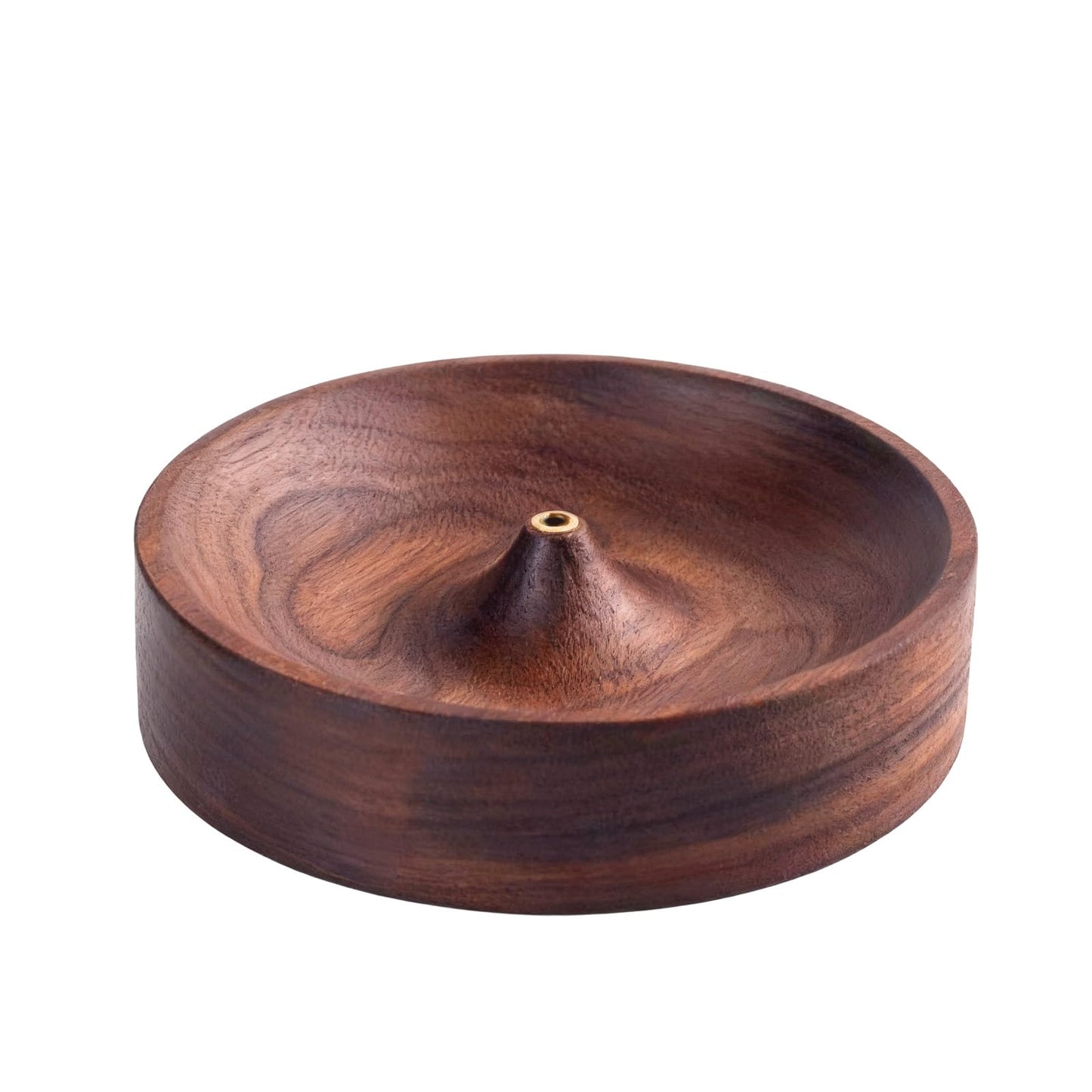 Incense Holder,Black Walnut Hand - Crafted Round Burner for Sticks with Ash Catcher,Perfect for Relaxation at Home, Yoga,Spa & as a Gift(3.5 * 3.5in)