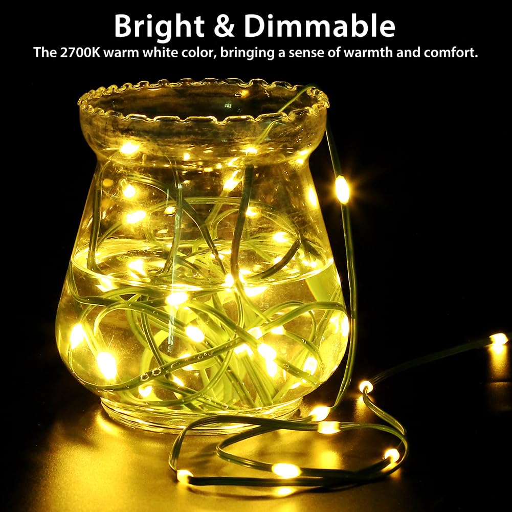 4 Pack - 16.5ft Battery Operated String Lights, 50 LED Twinkle Fairy String Lights Battery Powered with Timer for Indoor Outdoor Christmas Trees Wreath Decoration Party Bedroom - Warm White