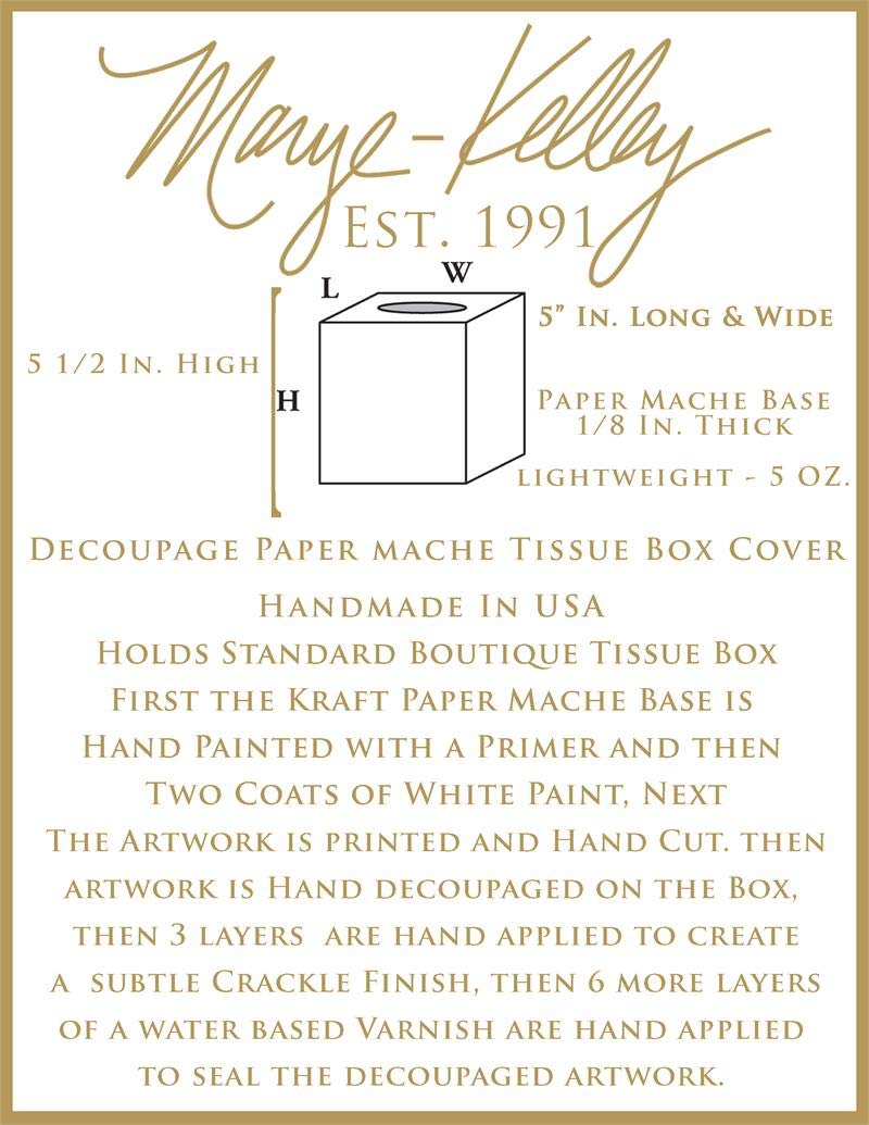Marye-Kelley Floral Ivory Home Décor Accents Handmade Paper Mache Tissue Box Cover