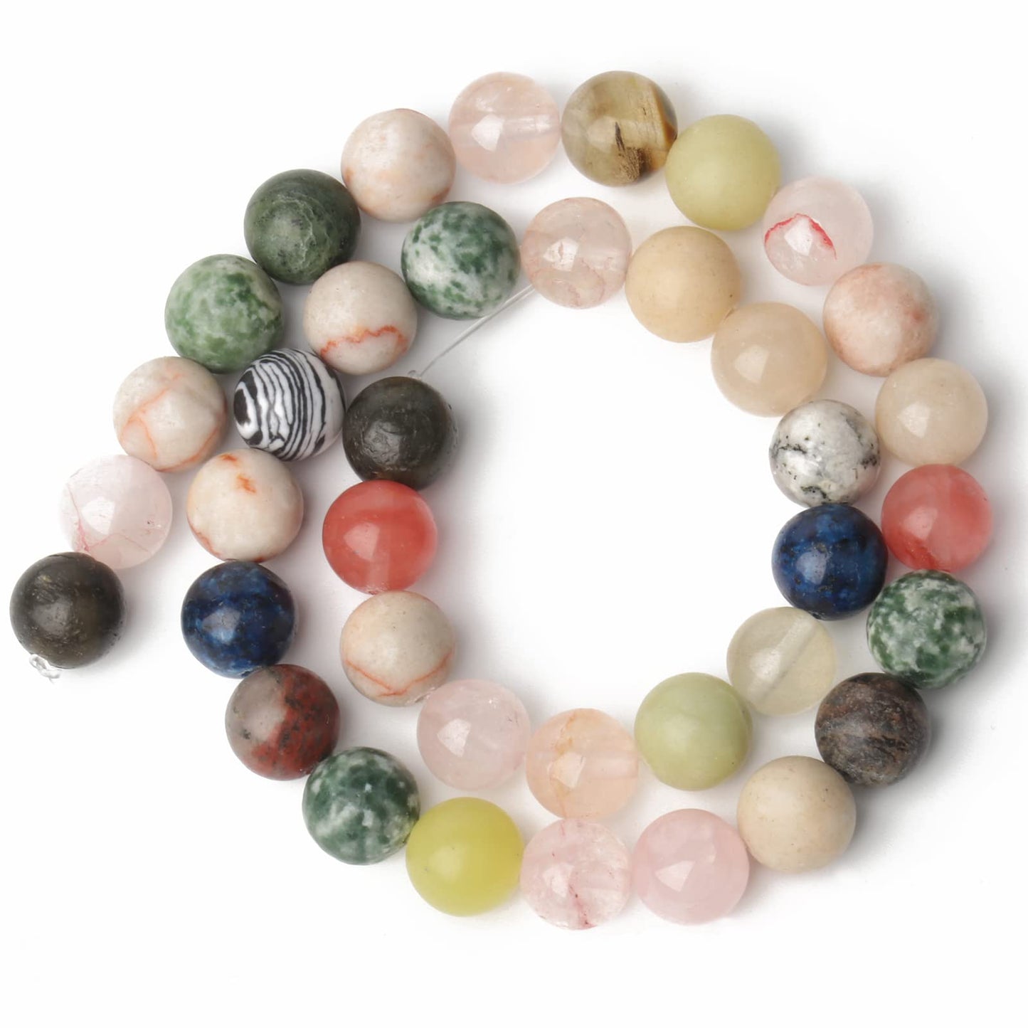 Song Xi Matte Mixed Stone Beads - 8mm Natural Stone Beads for Jewelry Making - 15inch
