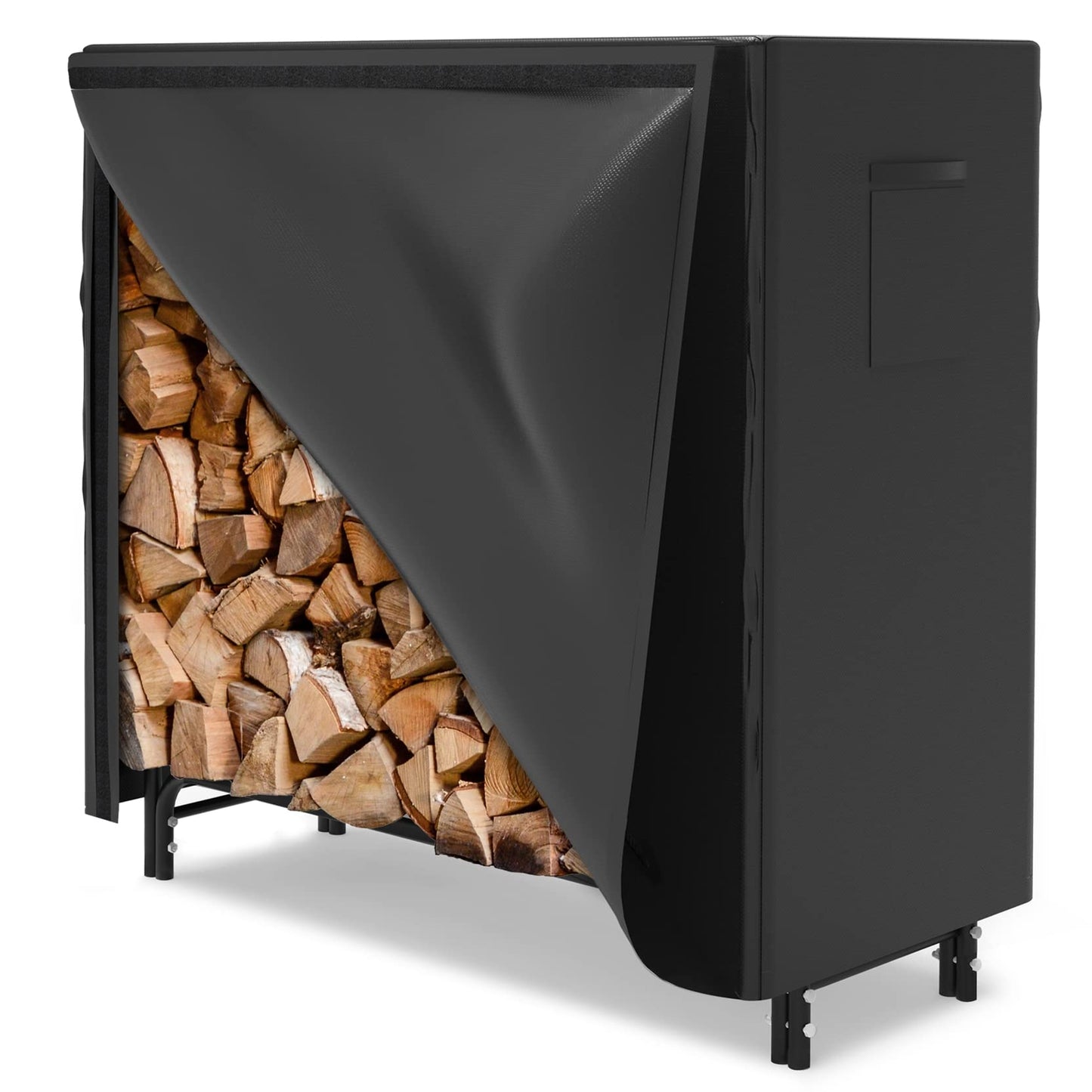 WALMANN 4ft Firewood Log Rack with Cover Outdoor, Heavy Duty Firewood Rack With Weather Resistant 600D Oxford Fabric Cover, Indoor/Outdoor Wood Racks for Fire Wood