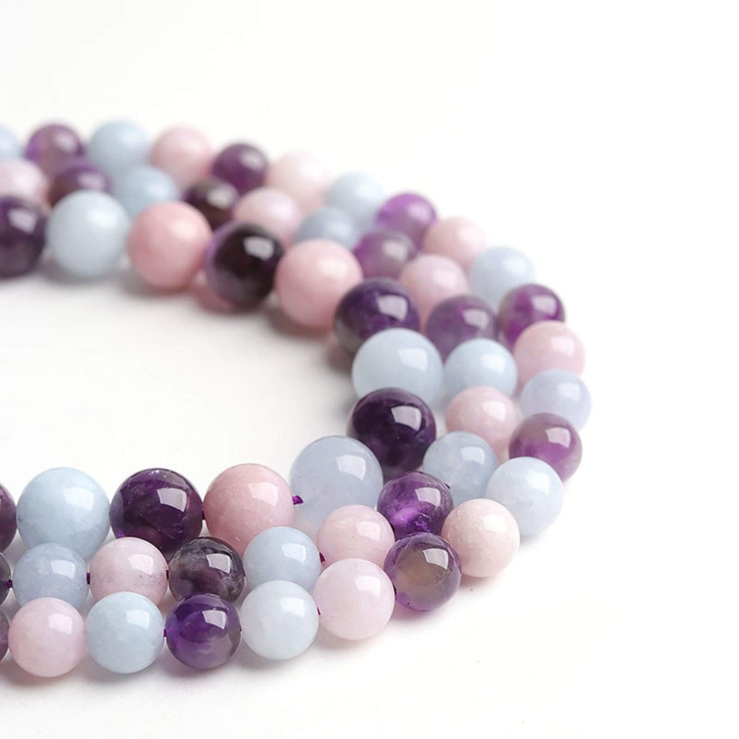 Filluck Natural Stone Beads Morgan Stone 8mm Polished Round Smooth Gemstone Beads for Jewelry Making 15 Inch(Morgan Stone,8mm)