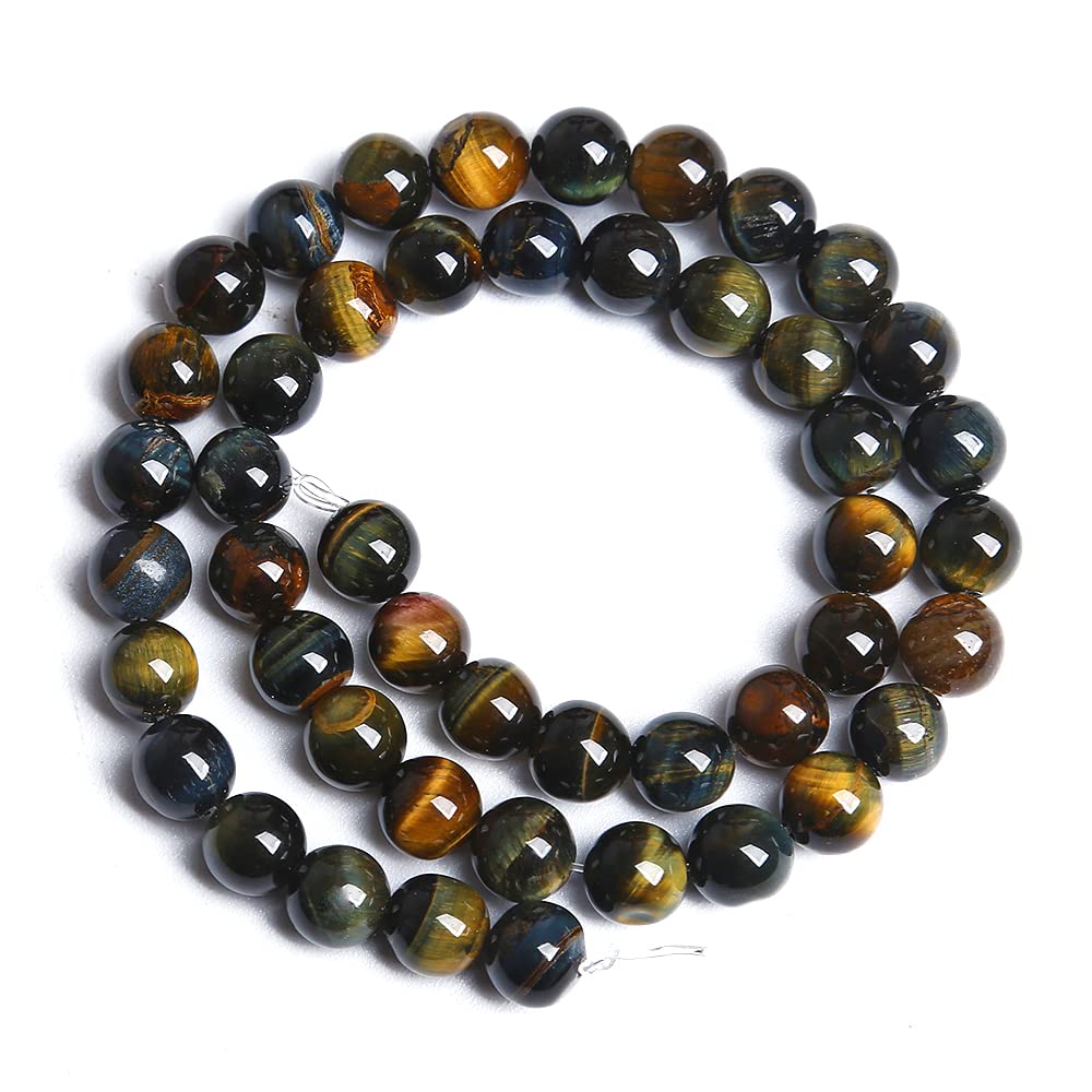 6MM 60PCS Natural Tiger Eye Beads Yellow Blue Stone Loose Beads for Jewelry Making DIY Bracelet Necklace