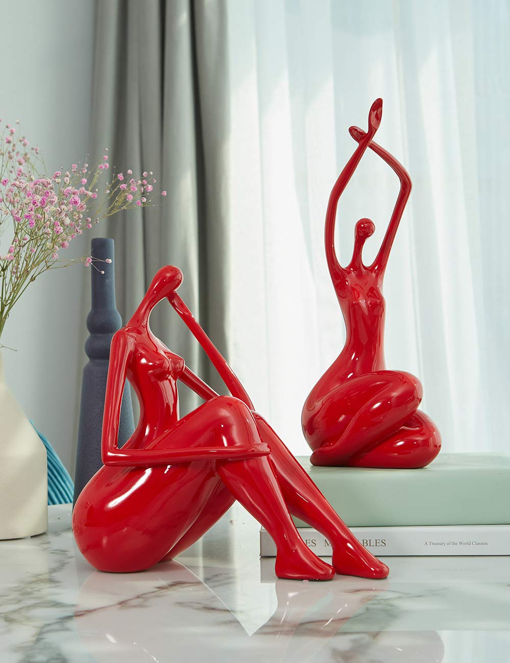 HAUCOZE Lady Sculpture Woman Figurine Gift Modern Home Decor Statue for Living Room Bedroom Office Polyresin 11 Inch