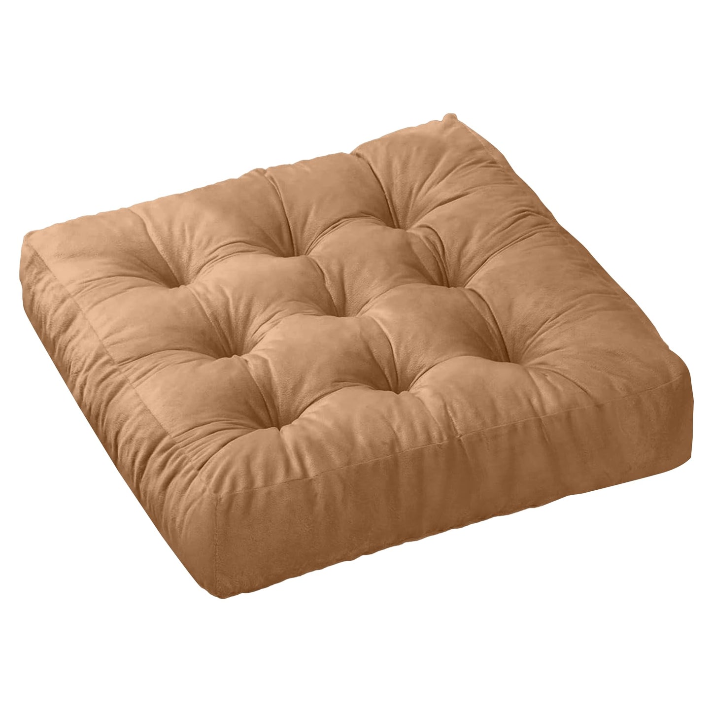 NEST & LOOM Floor Cushions - Large Square Tufted Floor Pillow, Meditation Cushion, Floor Chair Pillow for Seating & Lounging - Soft & Supportive, Brown - 21.65" x 21.65"