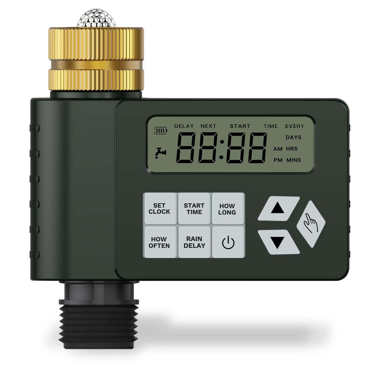 Hose Faucet Water Timer for Outdoor Garden with Brass Inlet, Ortis Programmable Sprinkler Timer with Rain Delay/Manual/Automatic Mode, IP67 Leak-Proof Design for Lawn Yard, 1 Outlet