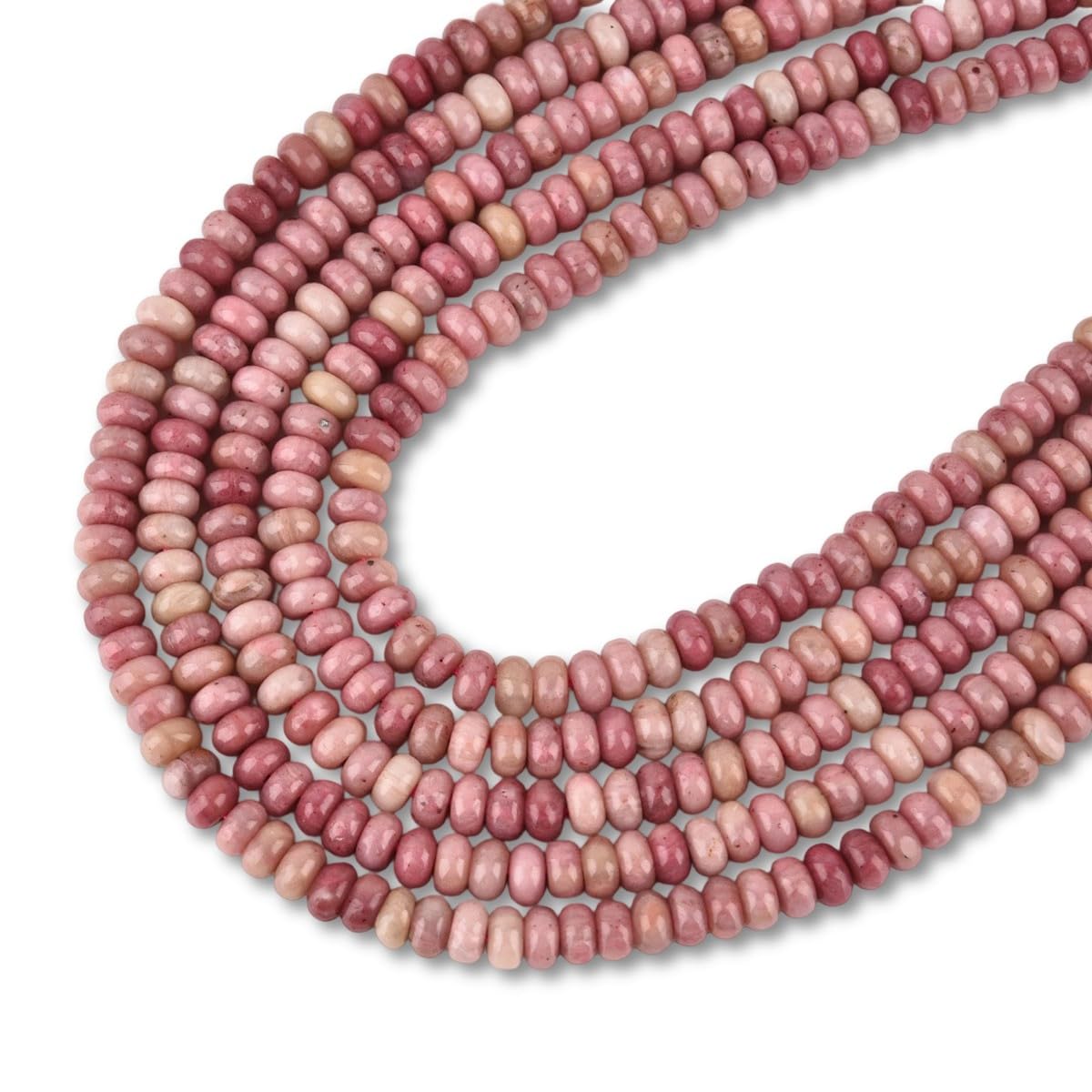 160pcs 4x2mm Natural Rhodochrosite Disk Rondelle Spacer Semi Precious Gemstone Loose Stone Beads for Jewelry Making 15 Inch
