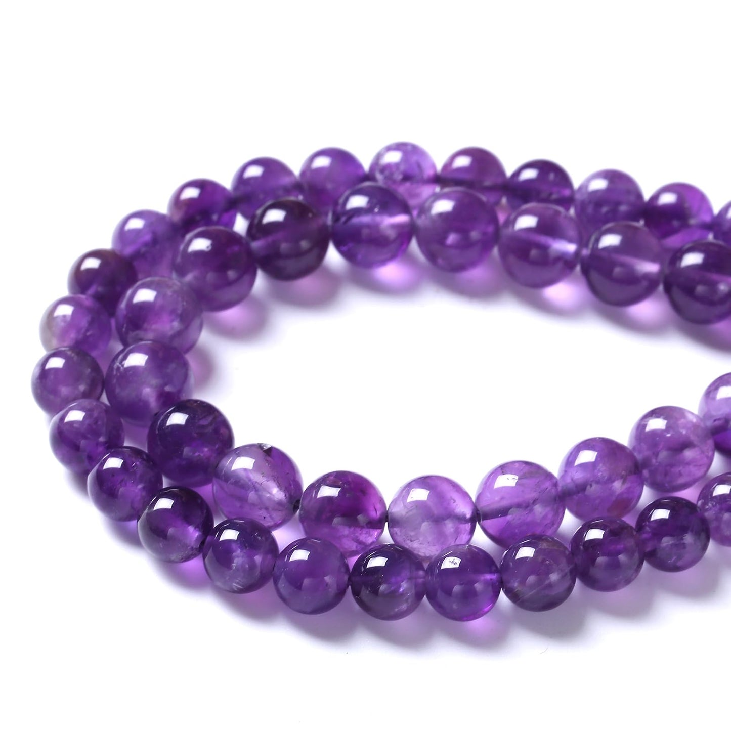 45pcs 8mm AAA Natural Amethyst Beads Crystal Energy Healing Power Stone Beadsfor Jewelry Making DIY Bracelet Necklace Accessories 15"