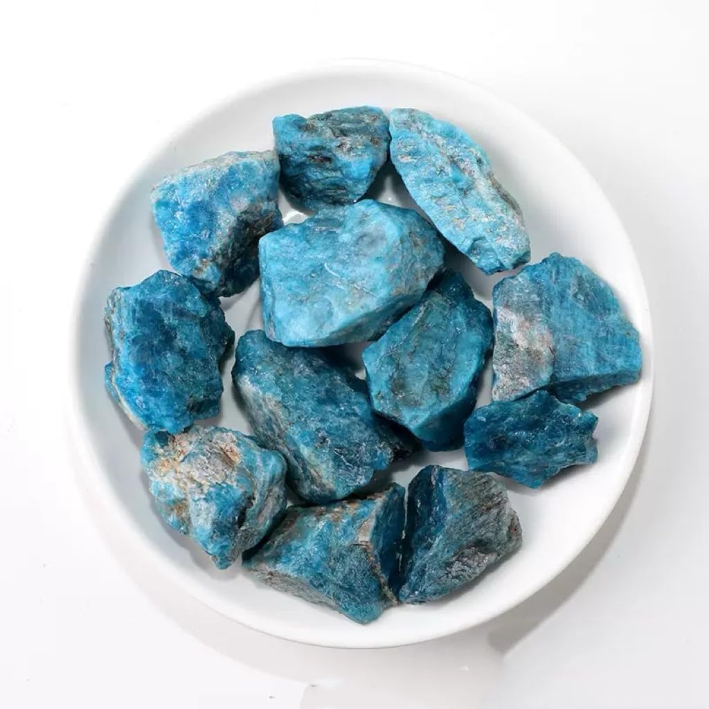1LB Natural Blue Apatite Raw Healing Crystals, Energy Stones for Meditation, Reiki, Chakra Balancing, Home Décor and Spiritual Gifts (10-30mm)