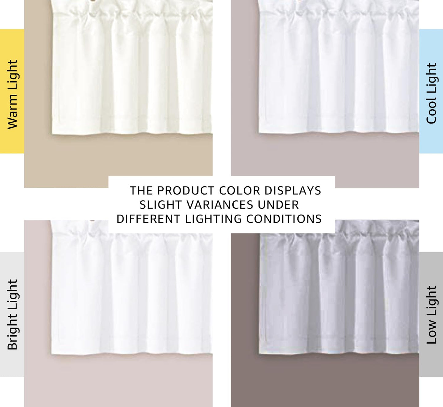 H.VERSAILTEX 2 Panels White Valance for Windows, Natural Blackout Curtains Valances for Small Windows/Living Room/Bedroom/Bathroom Rod Pocket 52" W x 18" L, Pure White，2 Packs
