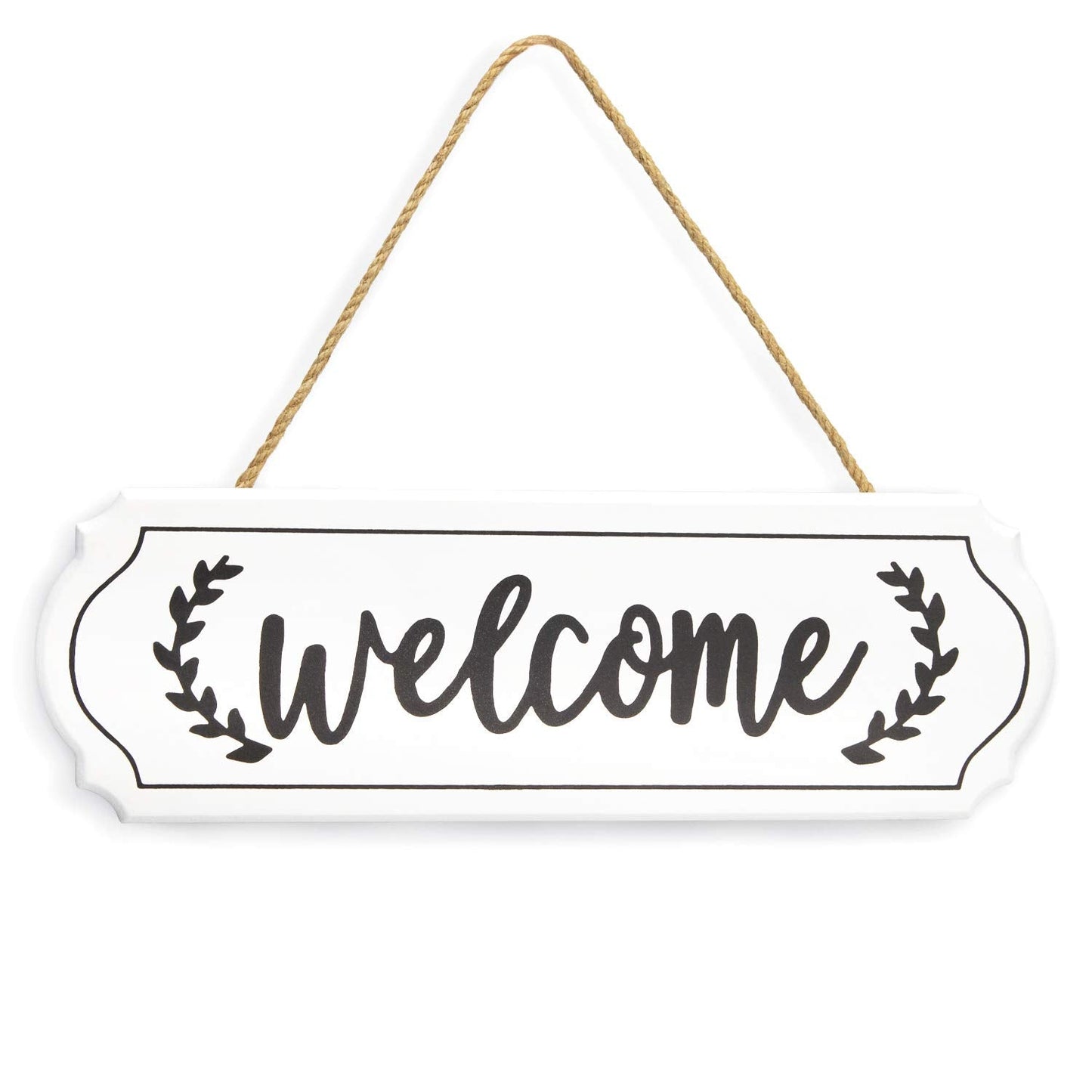 Rustic Wooden Welcome Sign for Farmhouse Decor - Wall Hanging, Porch Decor, White, 11.61 x 3.74 Inch