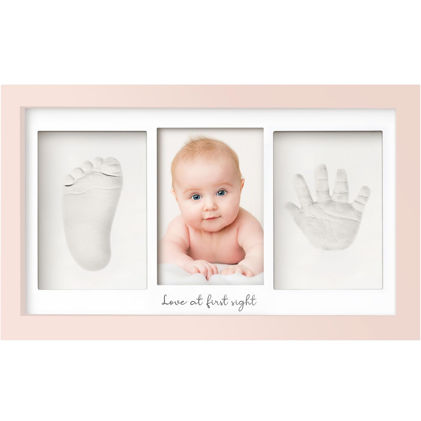 KeaBabies Baby Hand and Footprint Kit - Clay Handprint Keepsake Frame, Newborn Nursery Picture Frame, Personalized New Mom Gifts for Shower & Registry, First Mother's Day (Petal Pink)