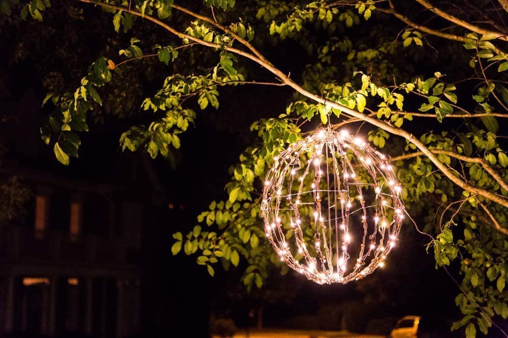 Elf Logic 3 Pack 16” Outdoor/Indoor LED Christmas Light Balls. Durable, Waterproof, Long-Lasting, Lightweight Bright Light Ball. Warm LED Lights for Holiday Decor, Patio, Wedding Decor