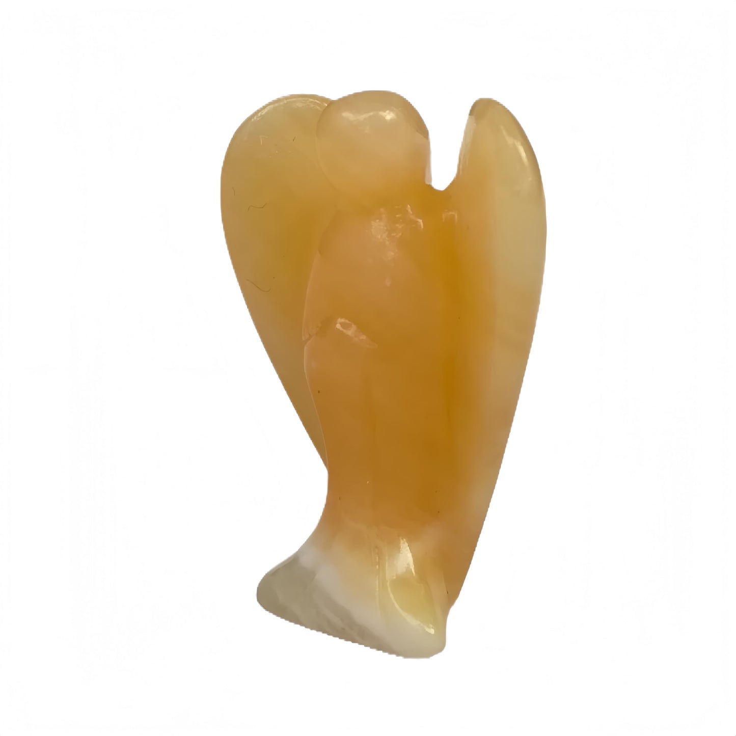 Afucats Natural Yellow Jade Healing Guardian Angel Indoor Decorative Stone,1.5 Inches Carving Pocket Palm Statue,Gift for Her Christmas Décor