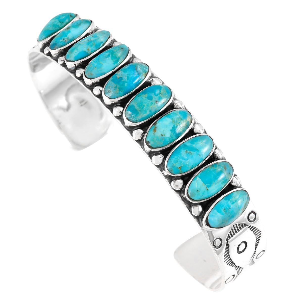 Turquoise Bracelet Sterling Silver 925 Genuine Turquoise Cuff Bracelet (Turquoise)