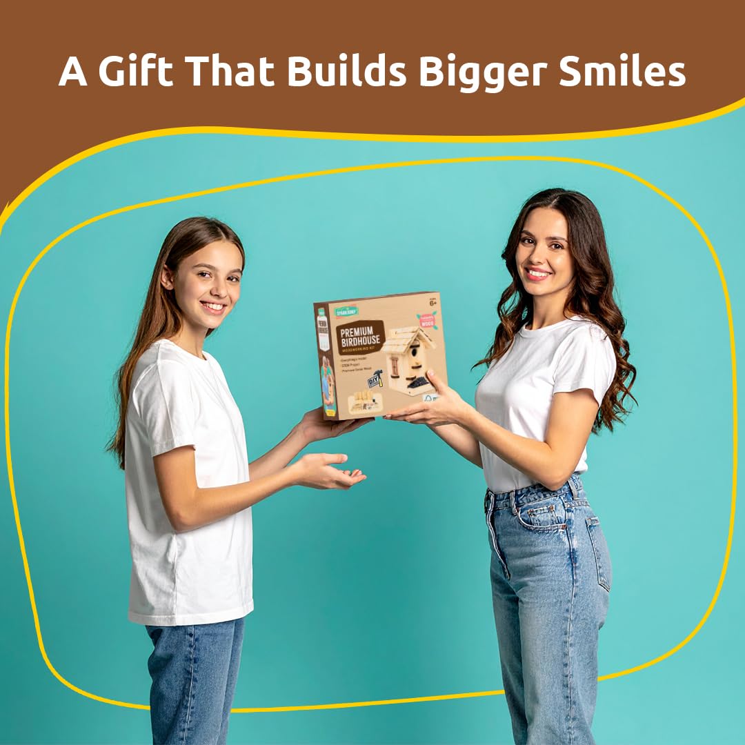 SparkJump Premium Wooden Bird House Kit - Build it Yourself Birdhouse - Birdhouse Kits for Adults to Build - Woodworking Adult Crafts & DIY Bird House