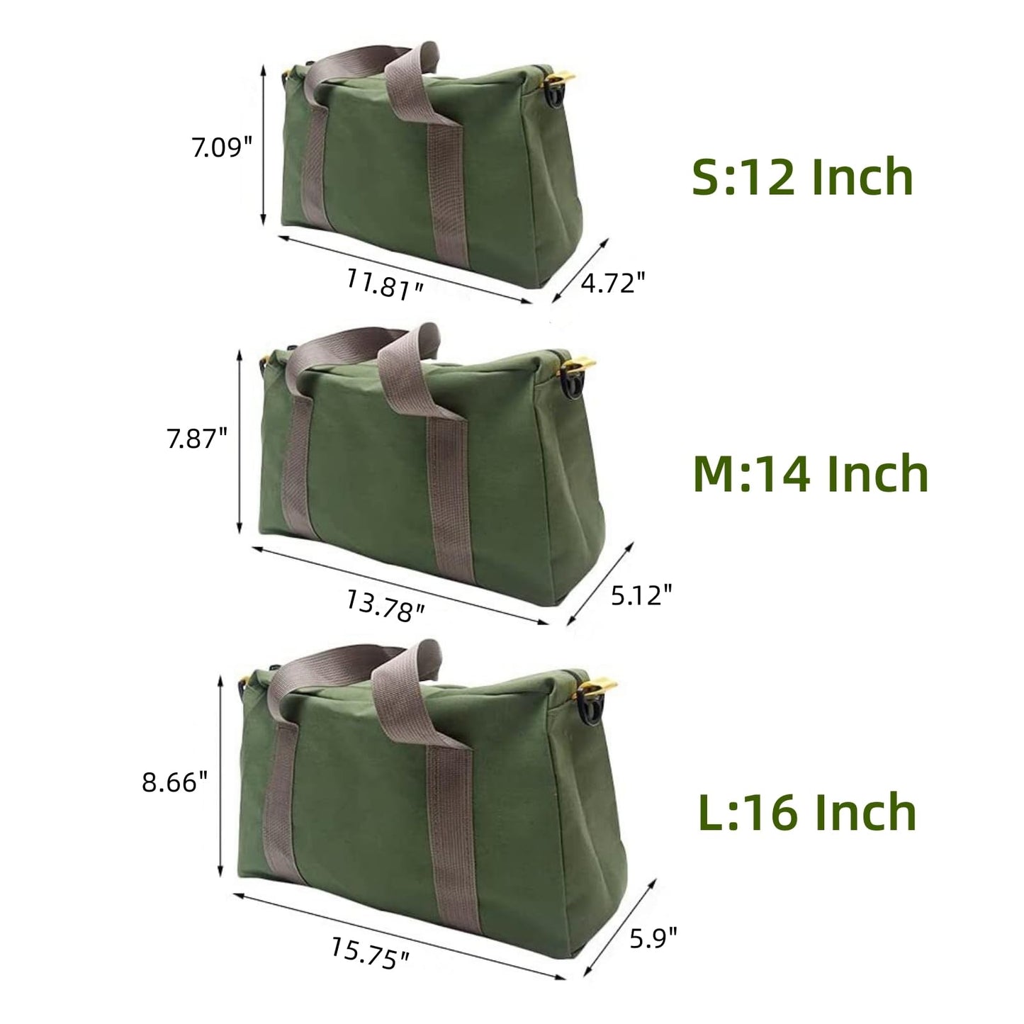 12 Inch Wide Mouth Tool Bag, Heavy Duty Canvas Tool Storage Bag for Men, Large Capacity Tool Tote Bag for Electricians, Power Tool Organizer Pouch