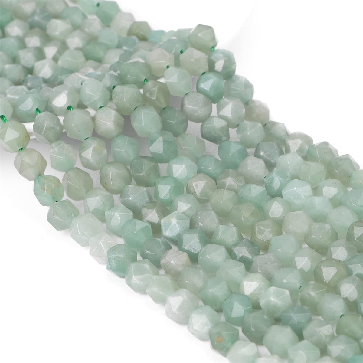 BEADIA Faceted Natural Green Aventurine Jade Stone Round Beads 8mm 36cm/Strand for Jewelry Making