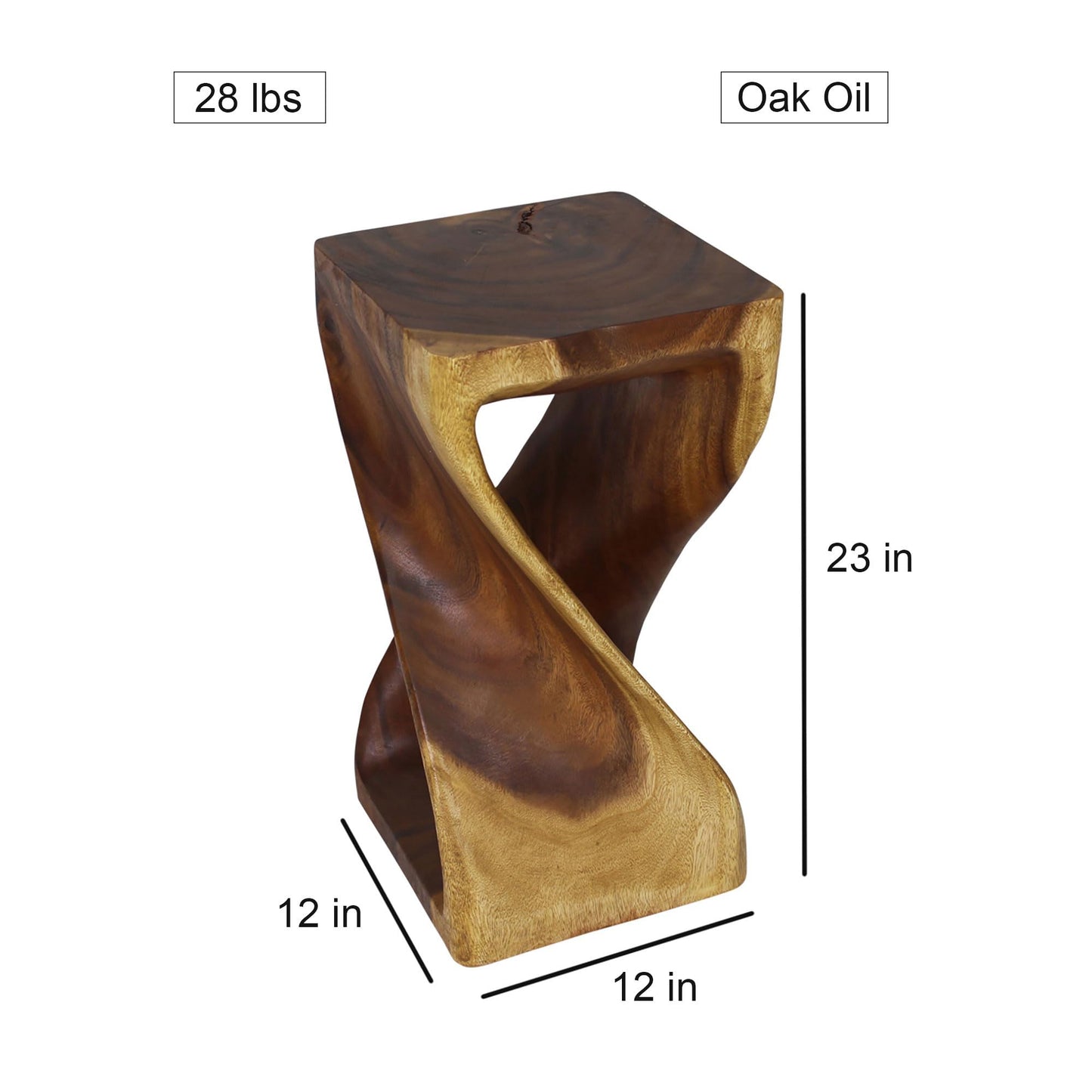 Haussmann® Original Wood Twist Stool 12 X 12 X 23 in High Oak Oil